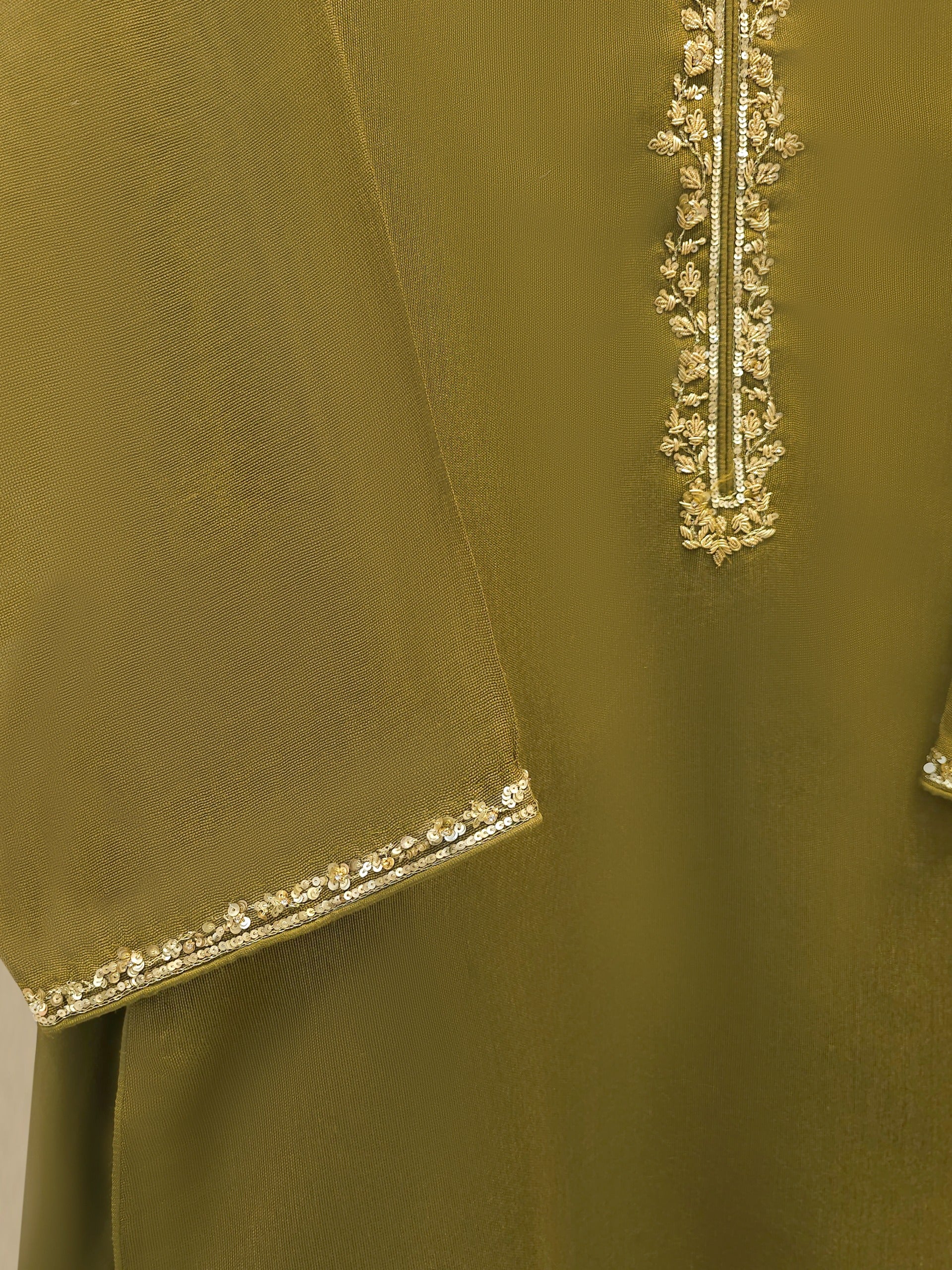 3 Piece - Pure Embroidered Cotton Net Suit S112068 - Image 3