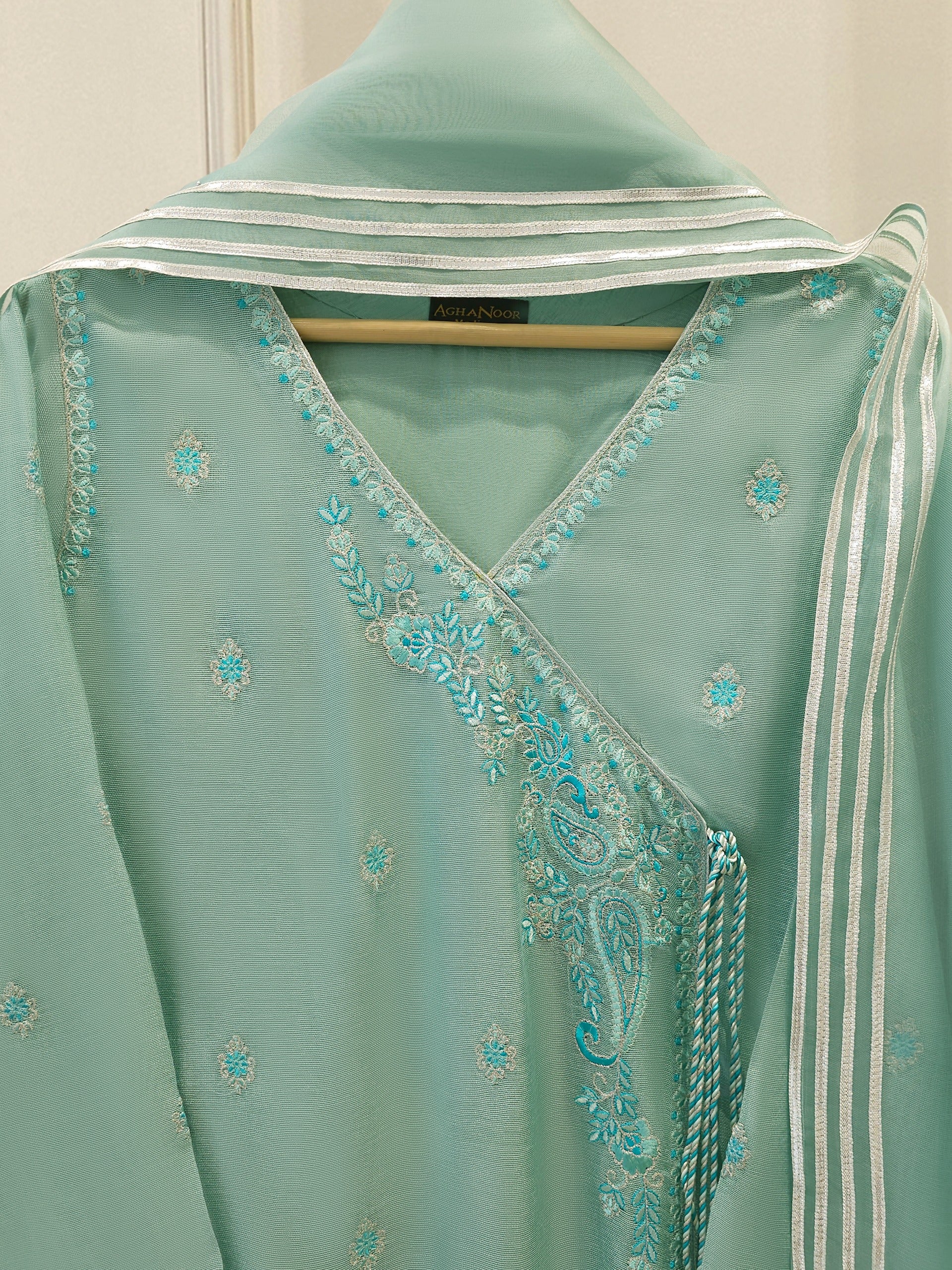 3 Piece - Pure Embroidered Cotton Net Suit S112121 - Image 2