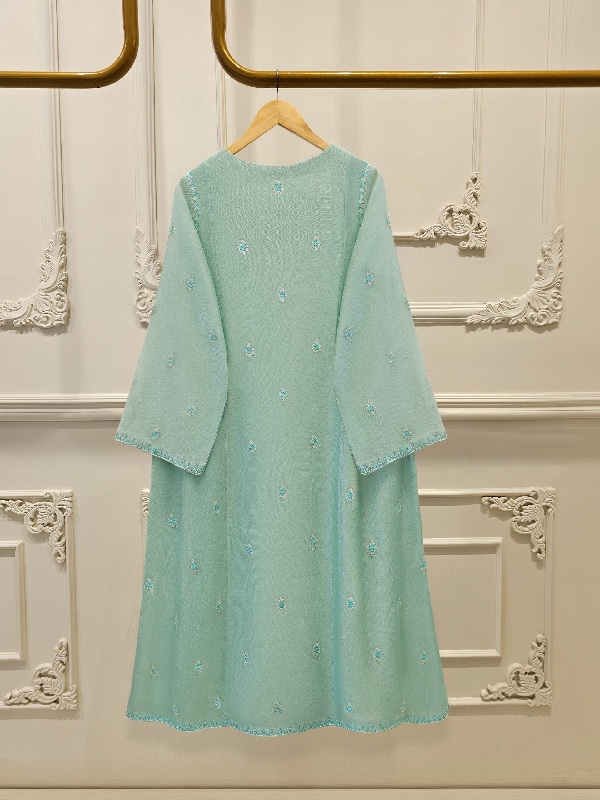 3 Piece - Pure Embroidered Cotton Net Suit S112121 - Image 4