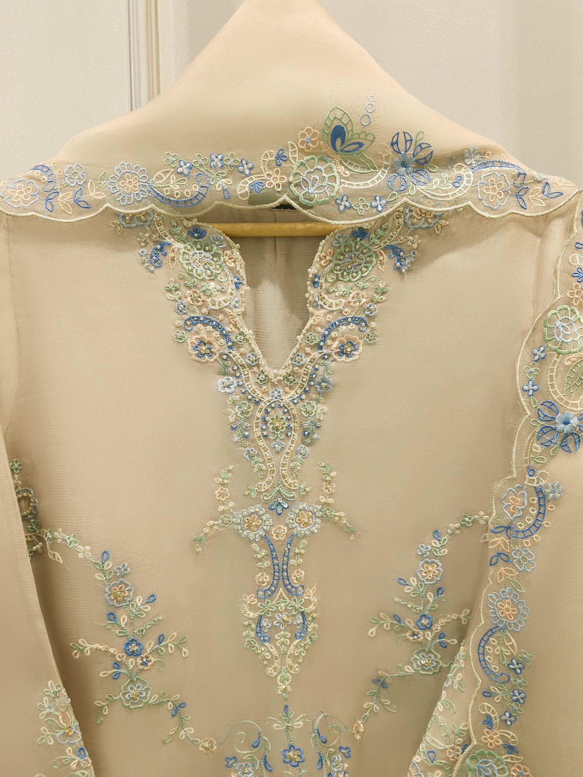 3 Piece - Pure Embroidered  Organza  Suit S112181 - Image 2