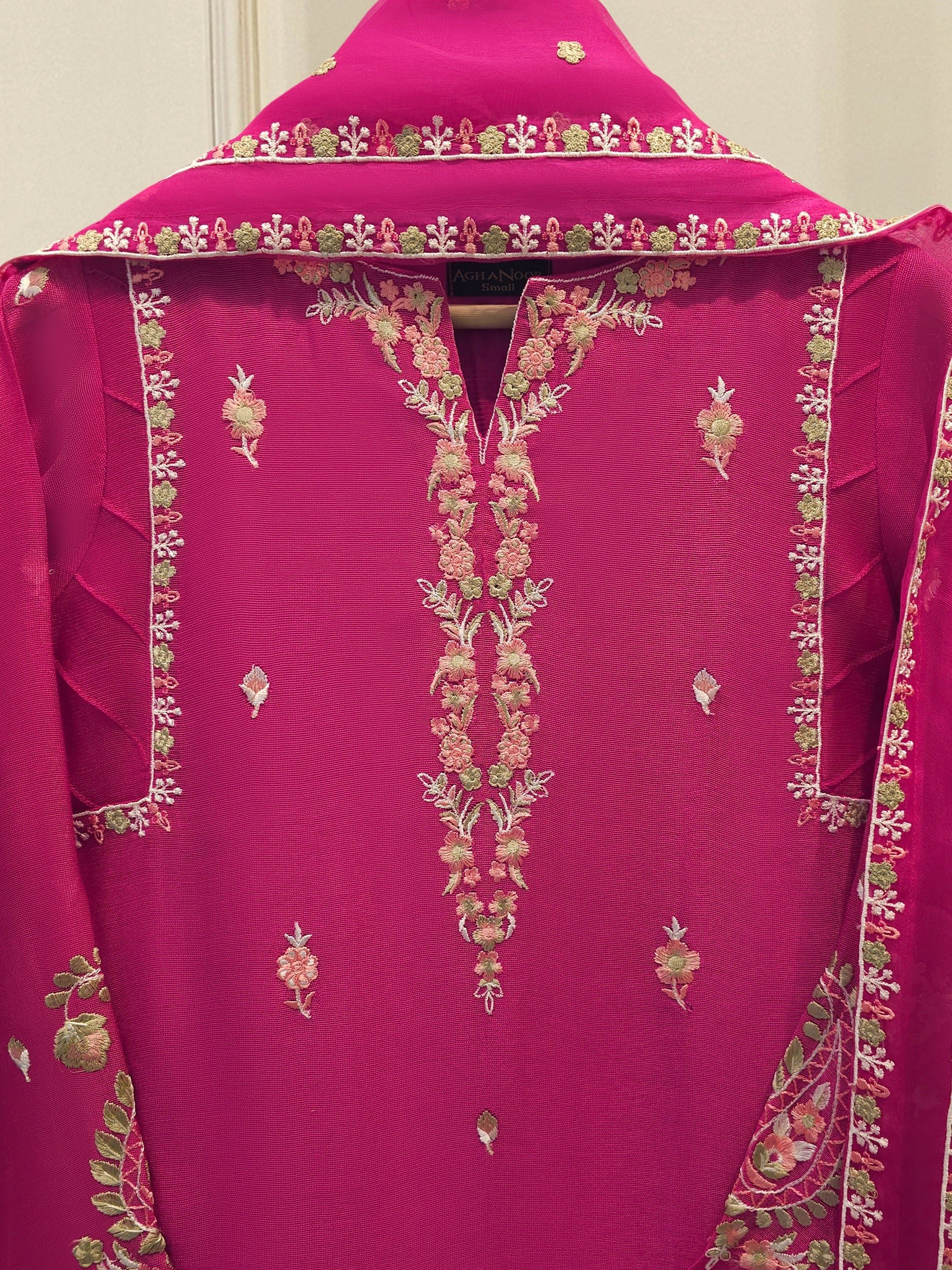 3 Piece - Pure Embroidered Cotton Net Suit S112196 - Image 2