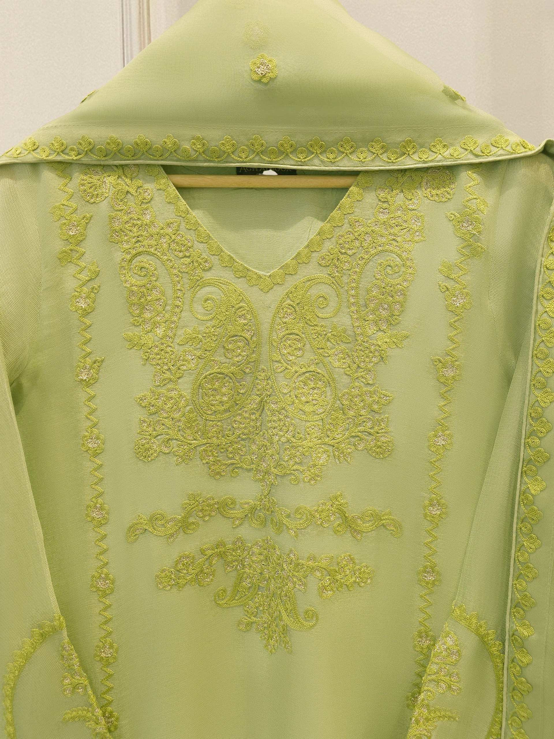 3 Piece - Pure Embroidered Cotton Net Suit S112333 - Image 2