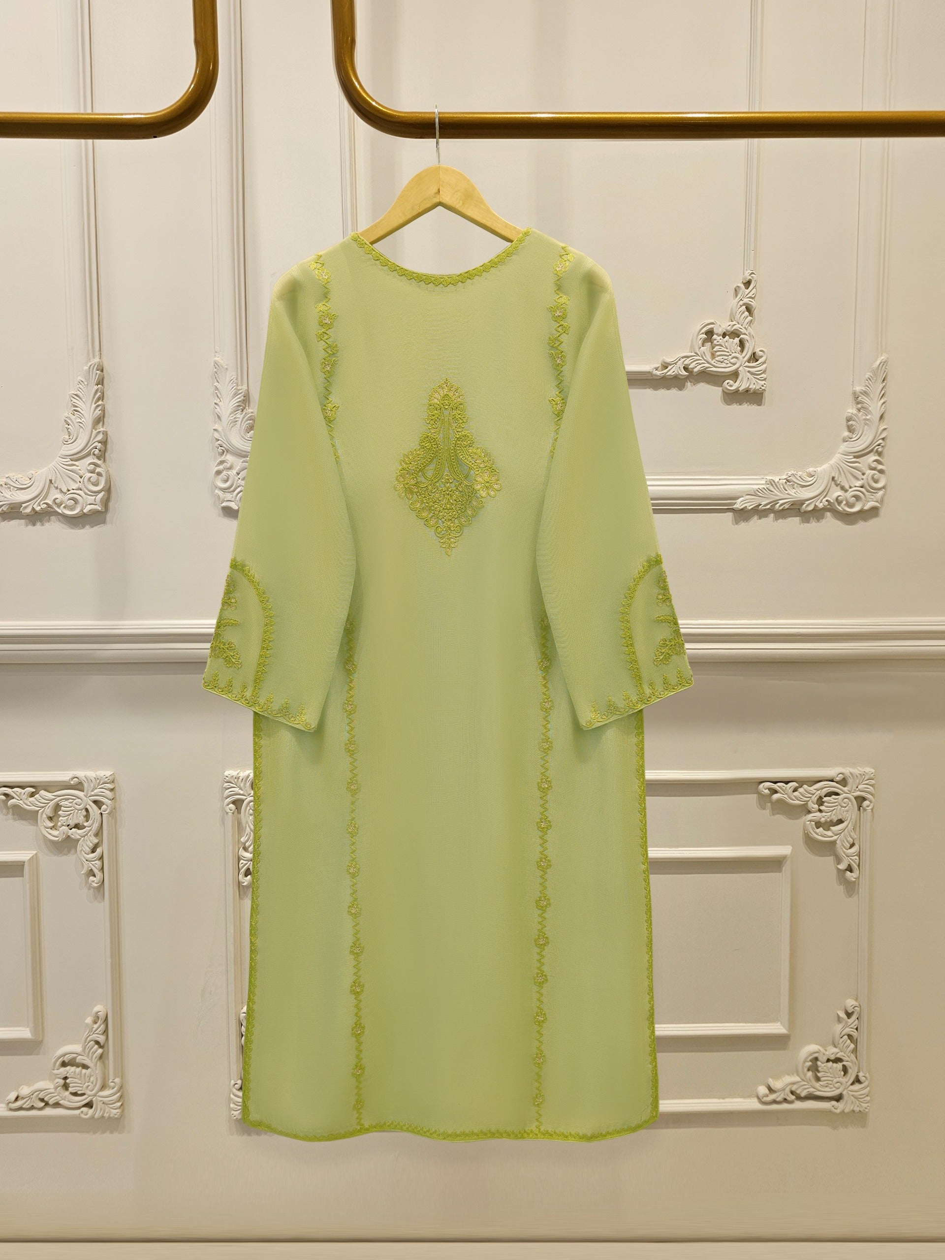3 Piece - Pure Embroidered Cotton Net Suit S112333 - Image 4
