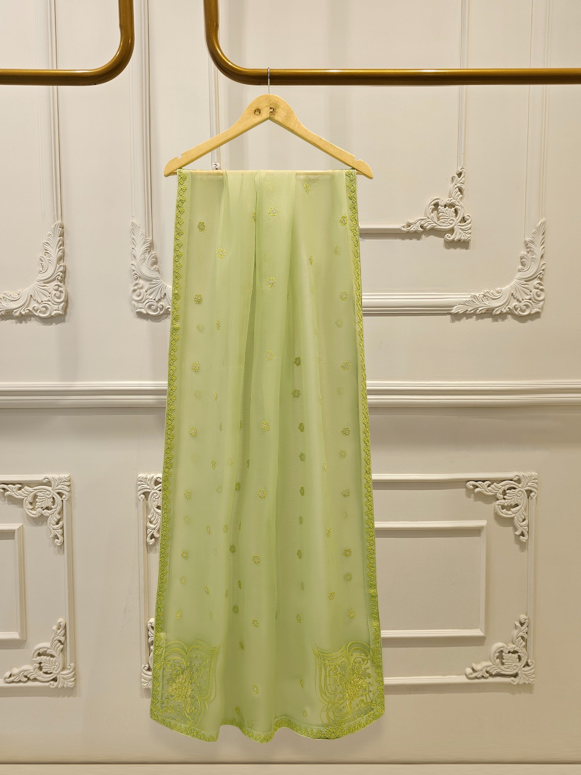 3 Piece - Pure Embroidered Cotton Net Suit S112333 - Image 6