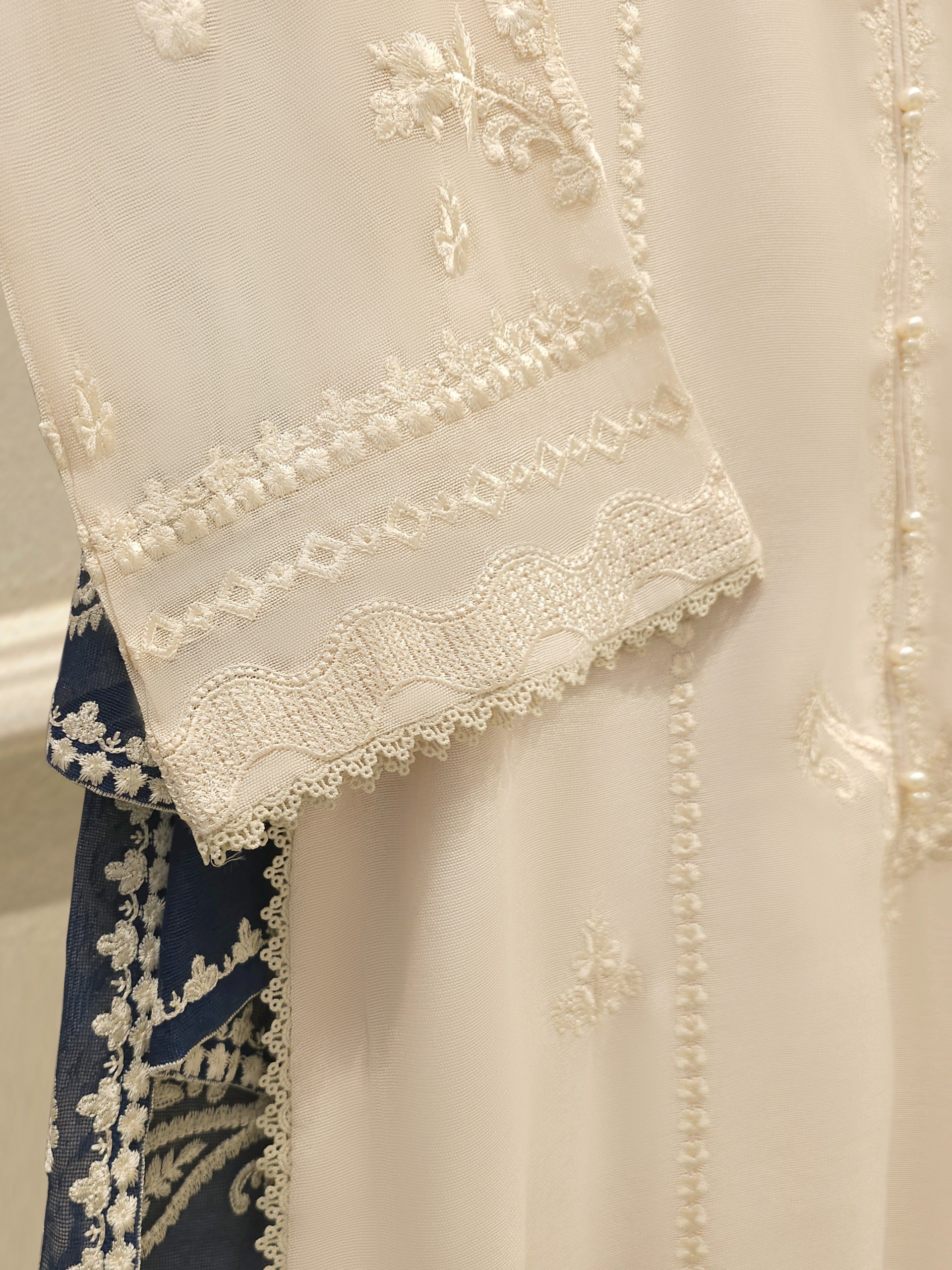 3 Piece - Pure Embroidered Cotton Net Suit S112354 - Image 3