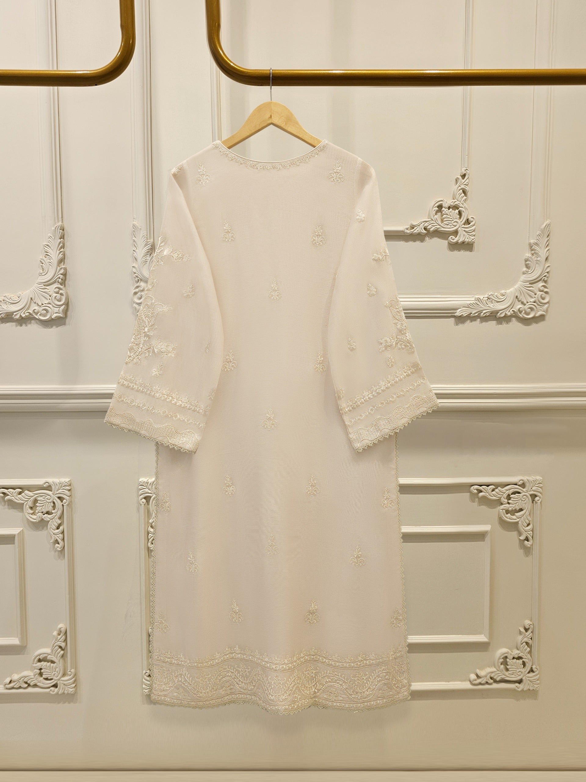 3 Piece - Pure Embroidered Cotton Net Suit S112354 - Image 5