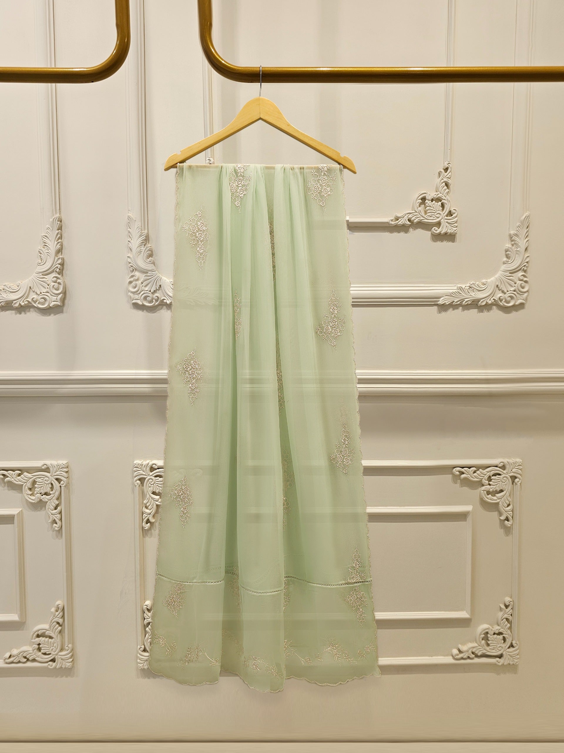 3 Piece - Pure Embroidered Cotton Net Suit S112378 - Image 5