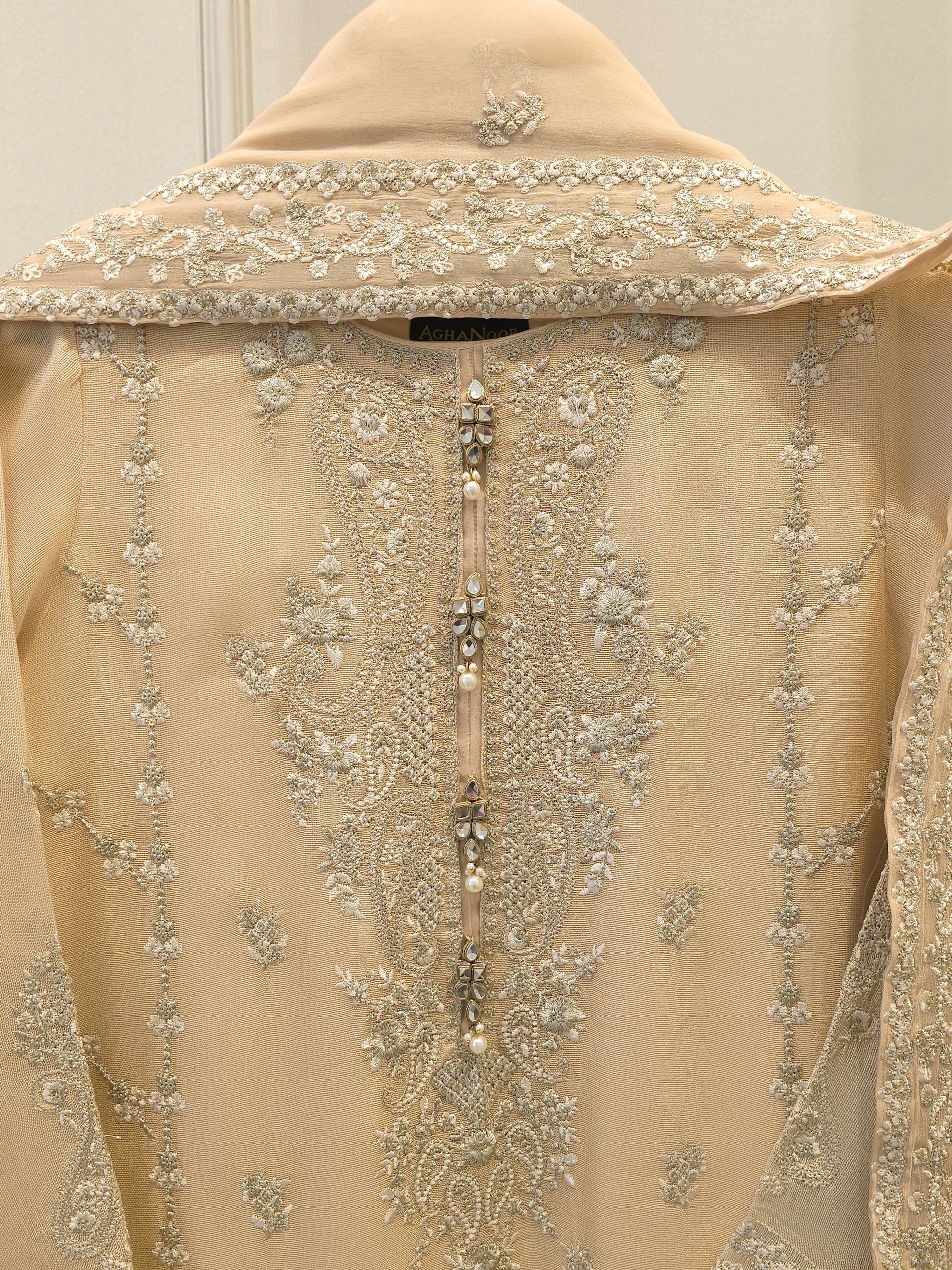 3 Piece - Pure Embroidered Cotton Net Suit S112383 - Image 2