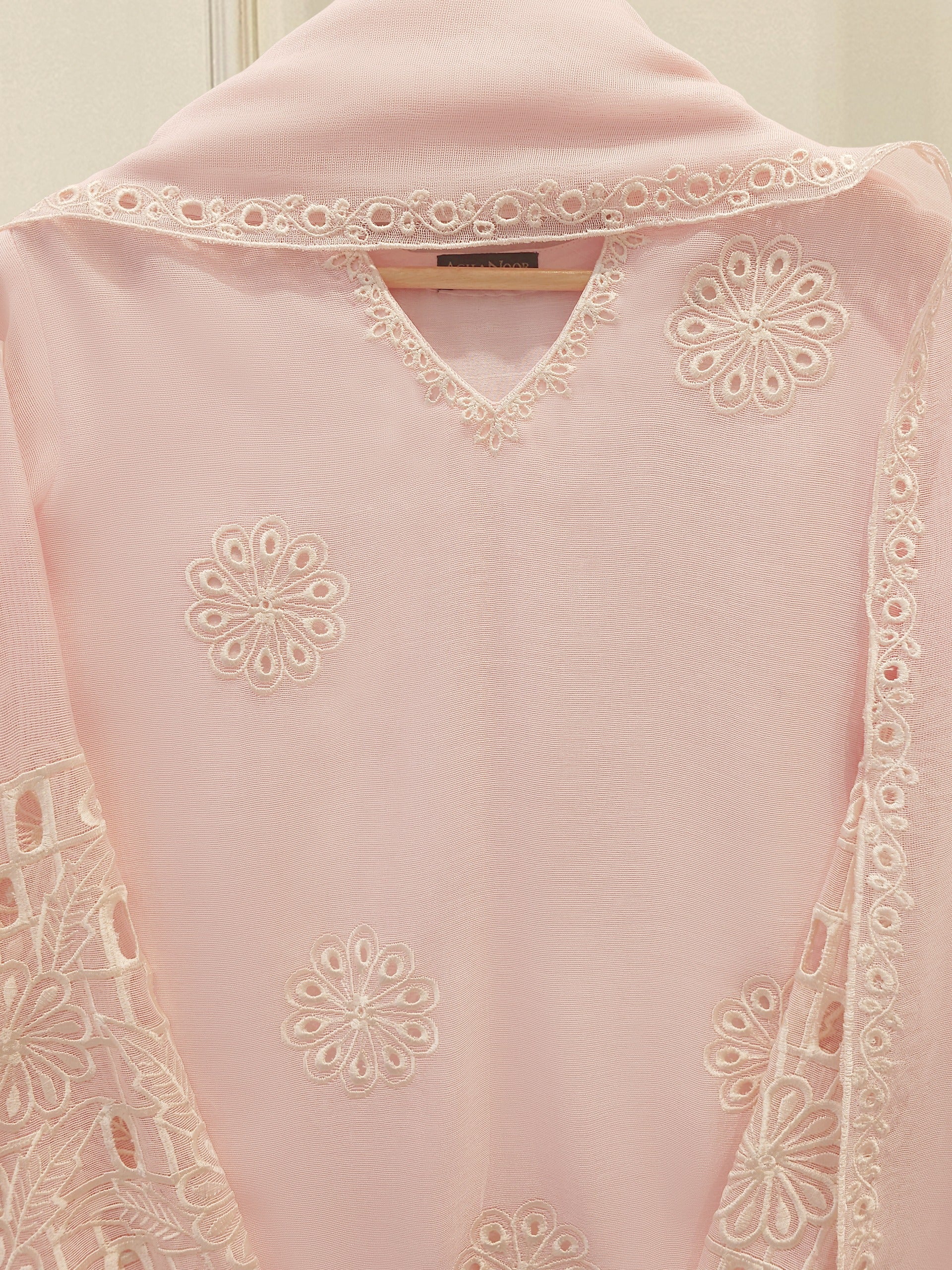 3 Piece - Pure Embroidered Cotton Net Suit S112426 - Image 2