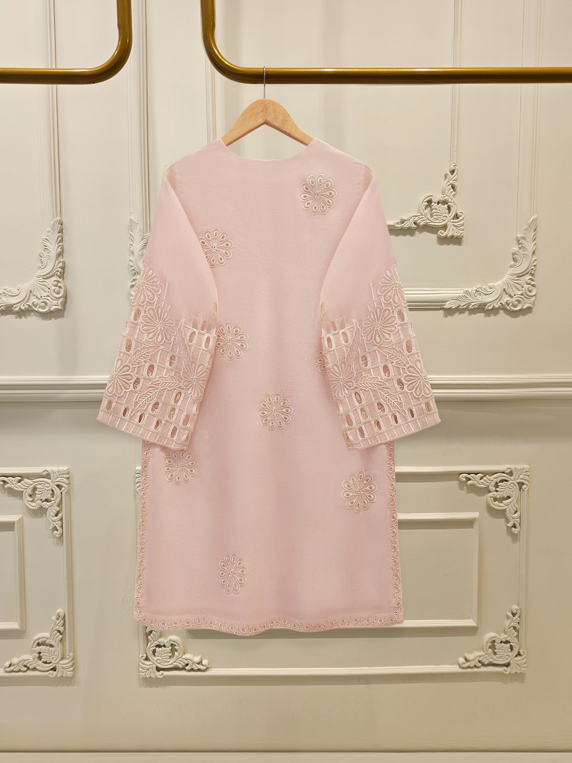 3 Piece - Pure Embroidered Cotton Net Suit S112426 - Image 5