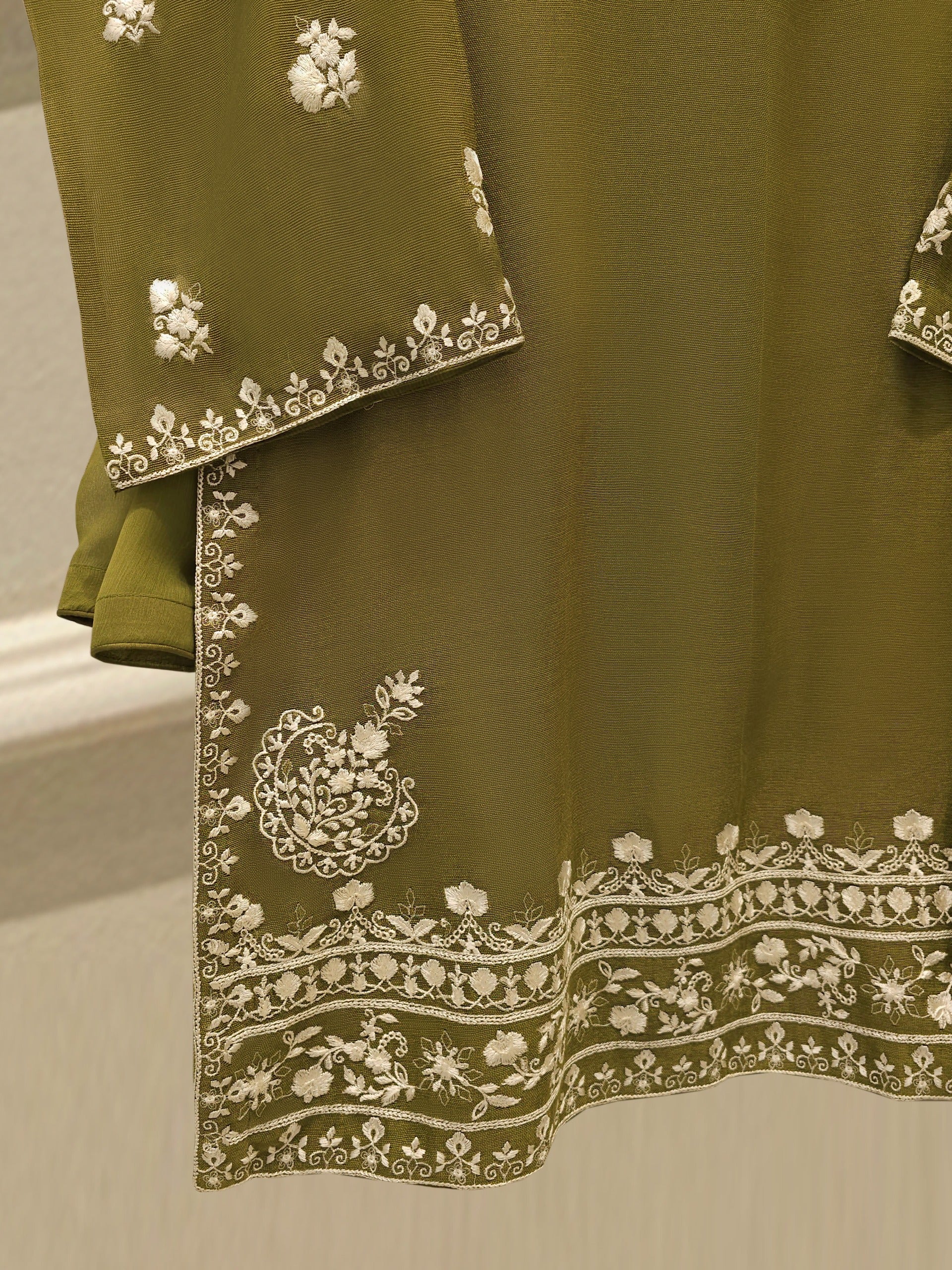 3 Piece - Pure Embroidered Cotton Net Suit S112431 - Image 3