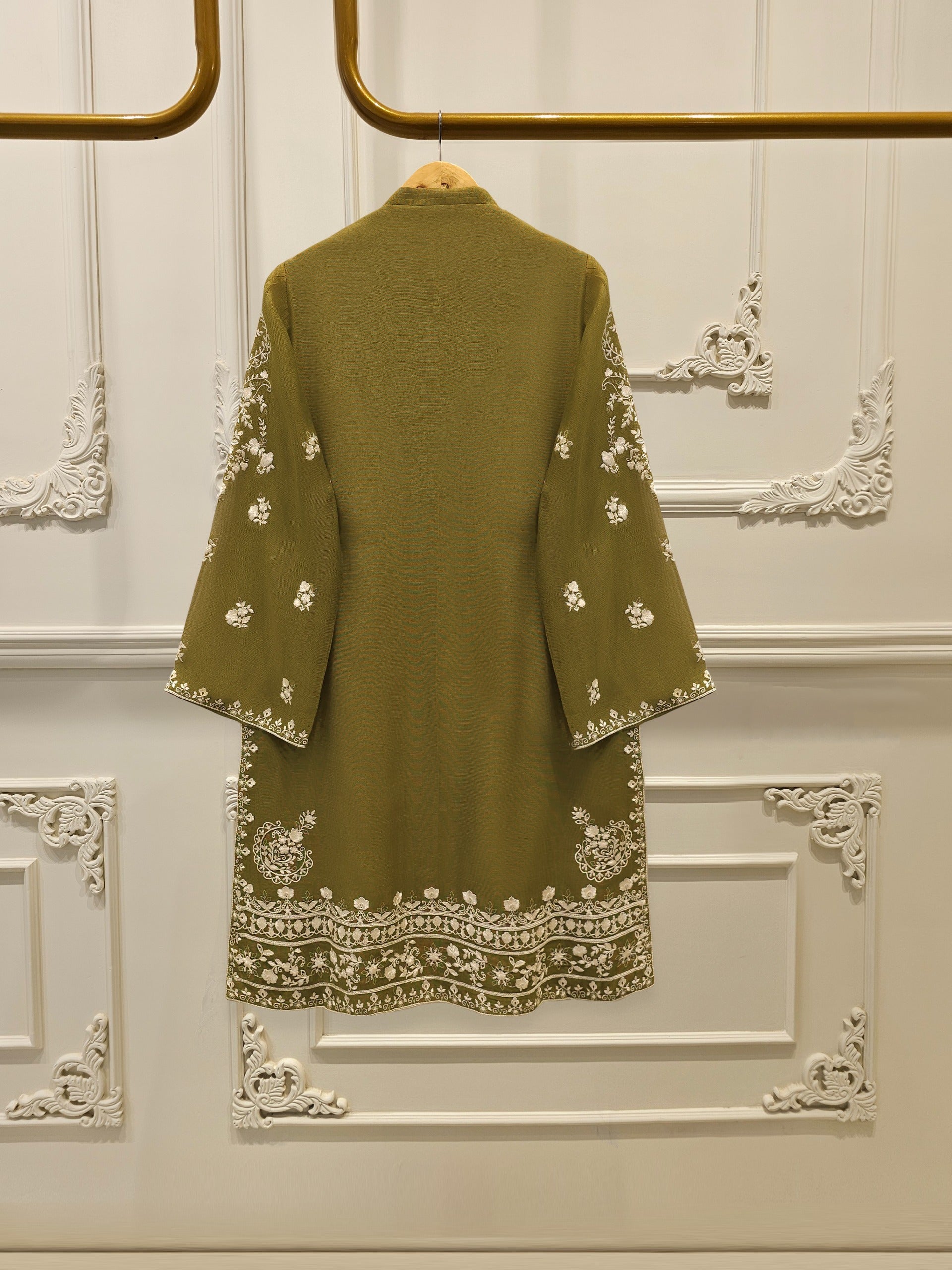 3 Piece - Pure Embroidered Cotton Net Suit S112431 - Image 4