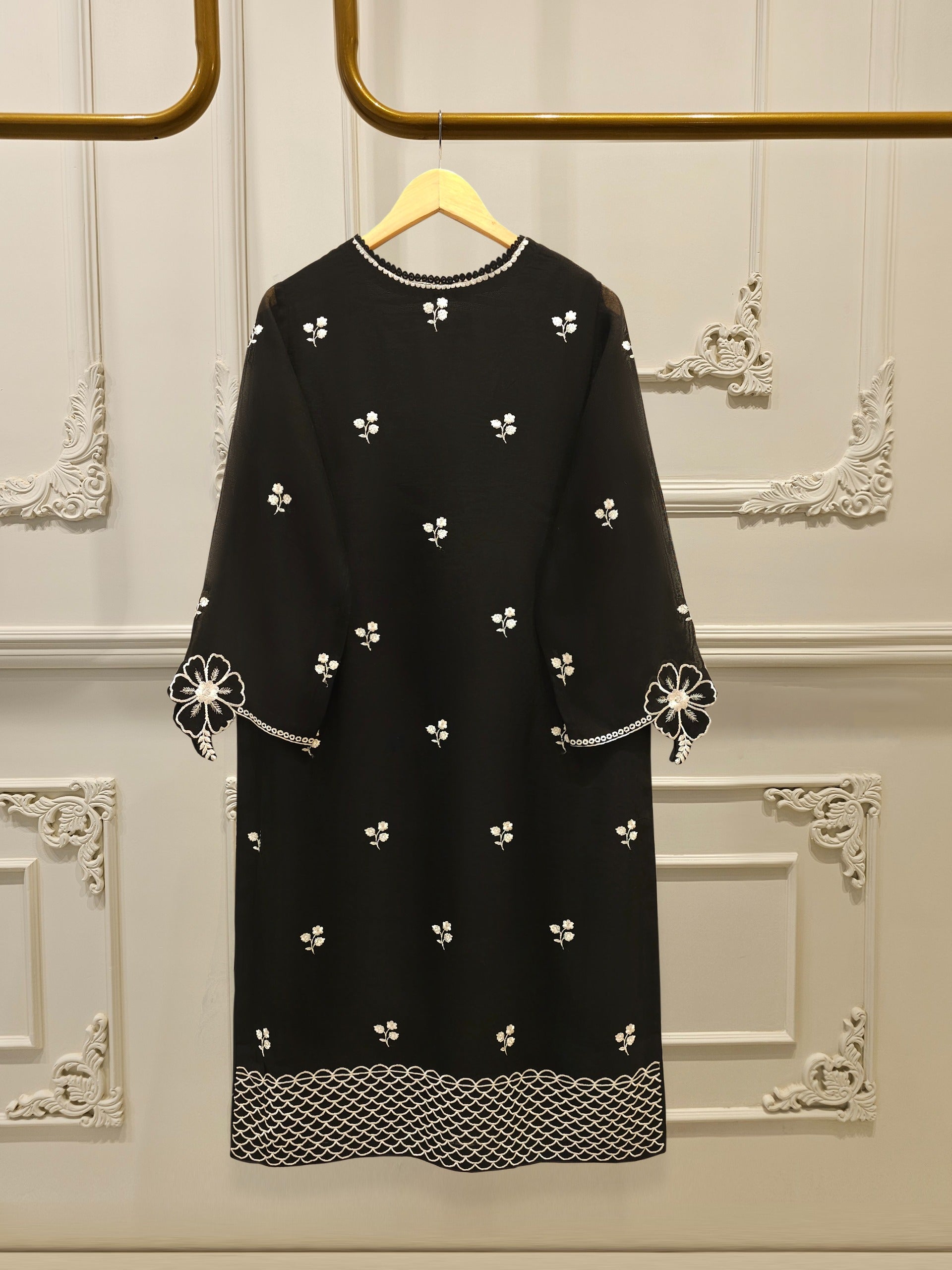 3 Piece - Pure Embroidered Cotton Net Suit S112440 - Image 5