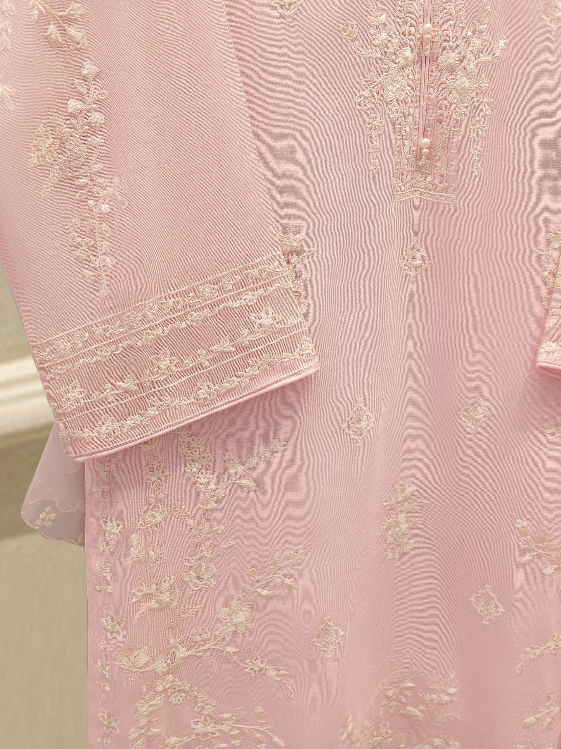 3 Piece - Pure Embroidered Cotton Net Suit S112441 - Image 3