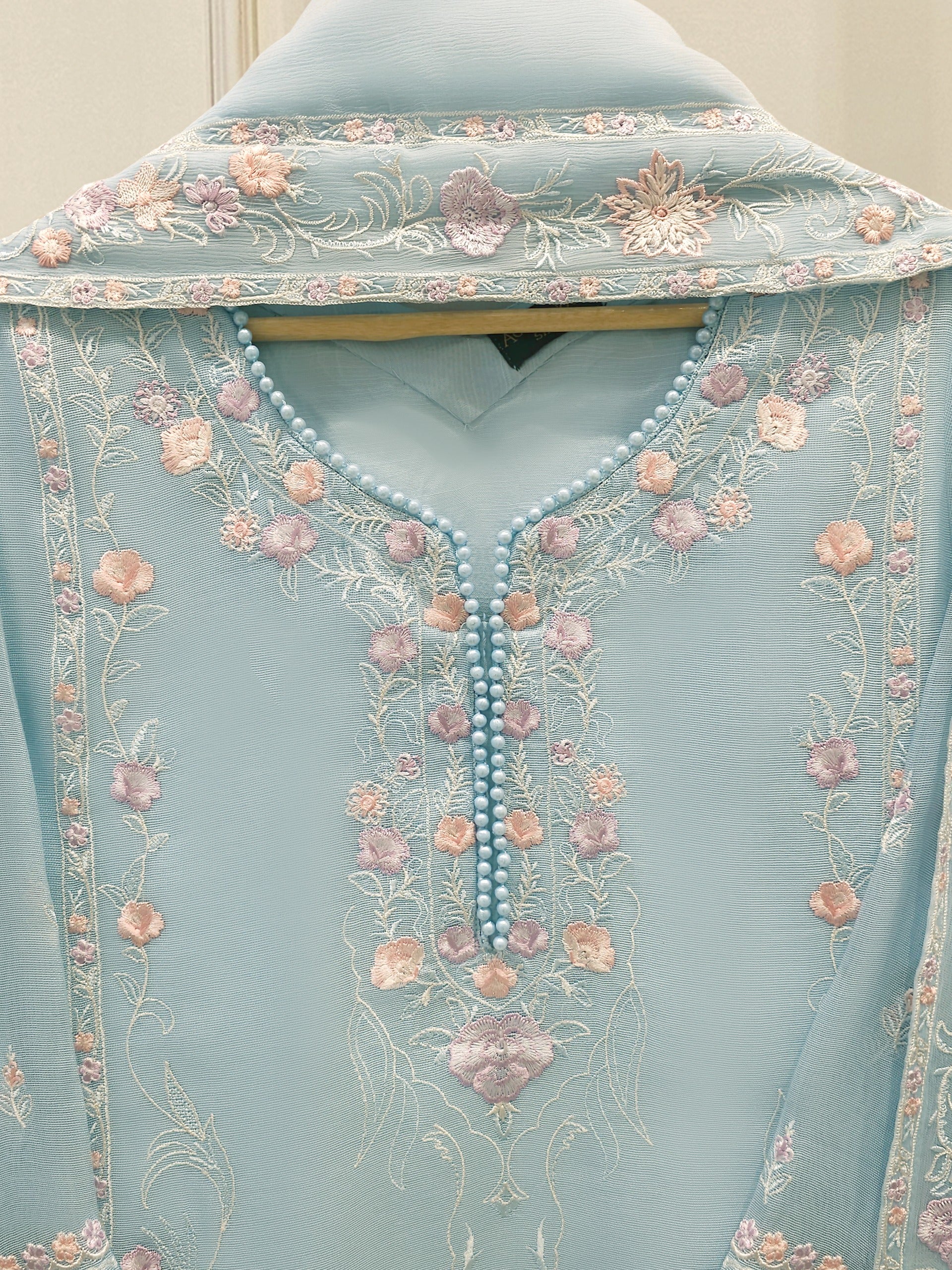 3 Piece - Pure Embroidered Cotton Net Suit S112446 - Image 2