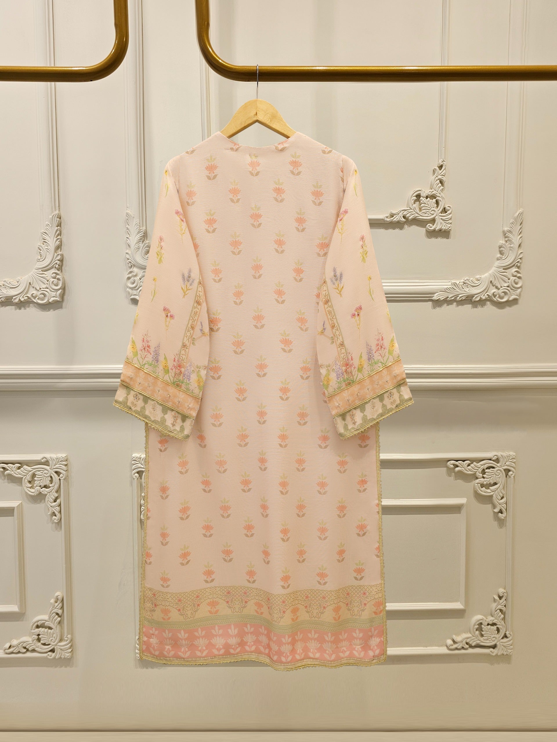3 Piece - Pure Embroidered Cotton Net Suit S112478 - Image 5