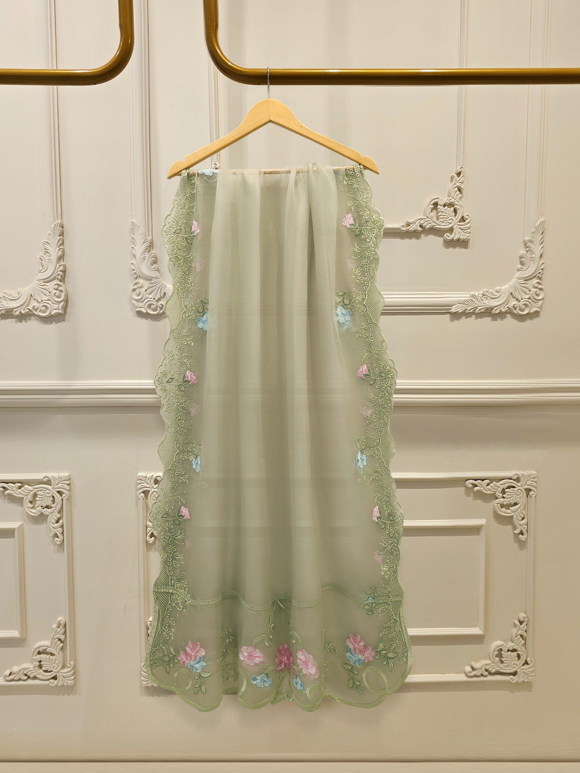 3 Piece - Pure Embroidered Cotton Net Suit S112489 - Image 7