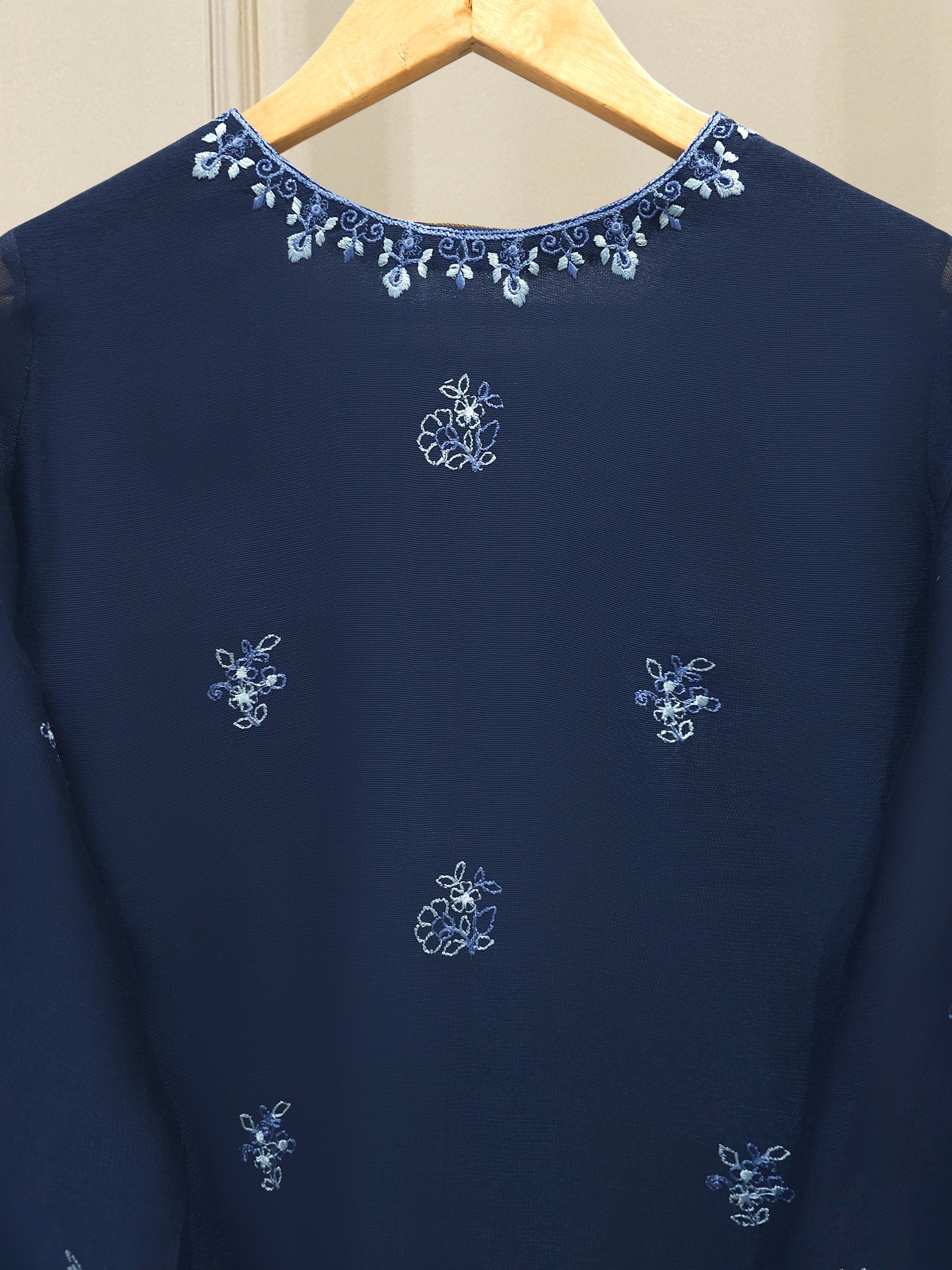 3 Piece - Pure Embroidered Cotton Net Suit S112514 - Image 5