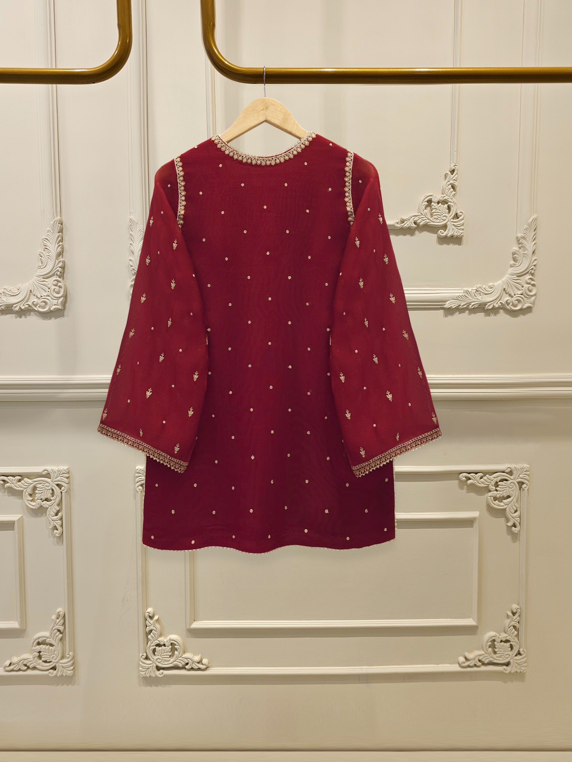 3 Piece - Pure Embroidered Cotton Net Suit S112541 - Image 4
