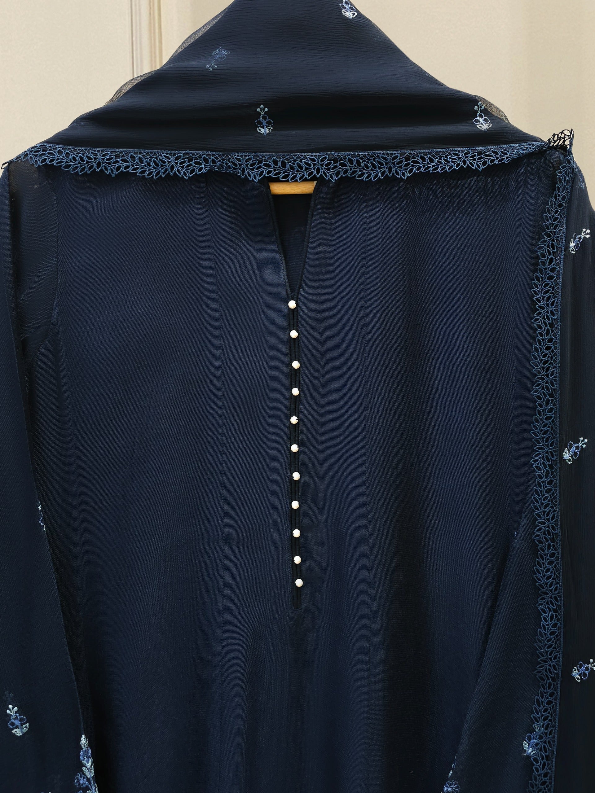 3 Piece - Pure Embroidered Cotton Net Suit S112546 - Image 3
