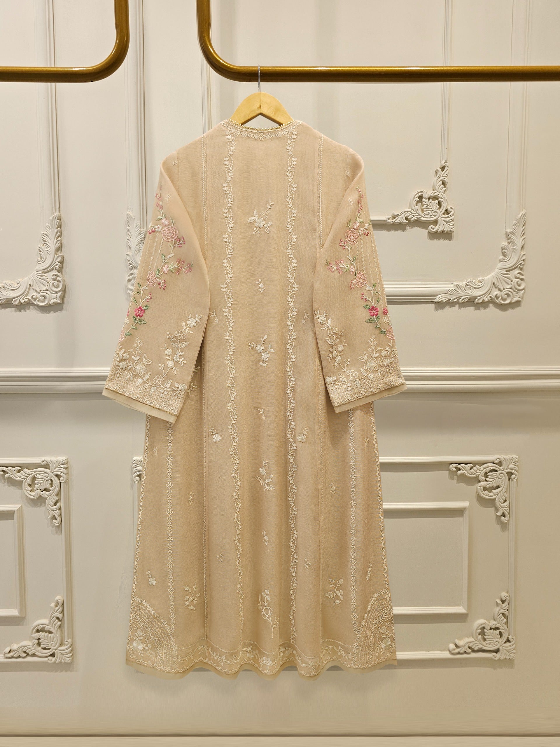 3 Piece - Pure Embroidered Cotton Net Suit S112680 - Image 4