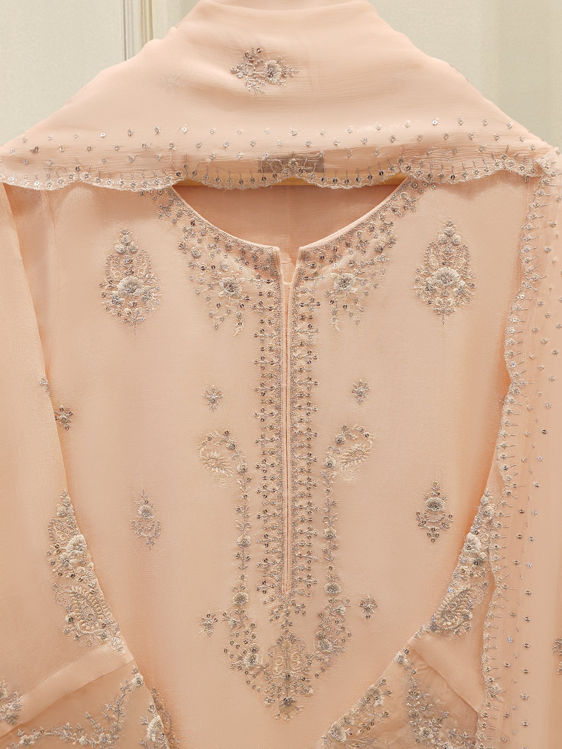 3 Piece - Pure Embroidered Cotton Net Suit S112717 - Image 2