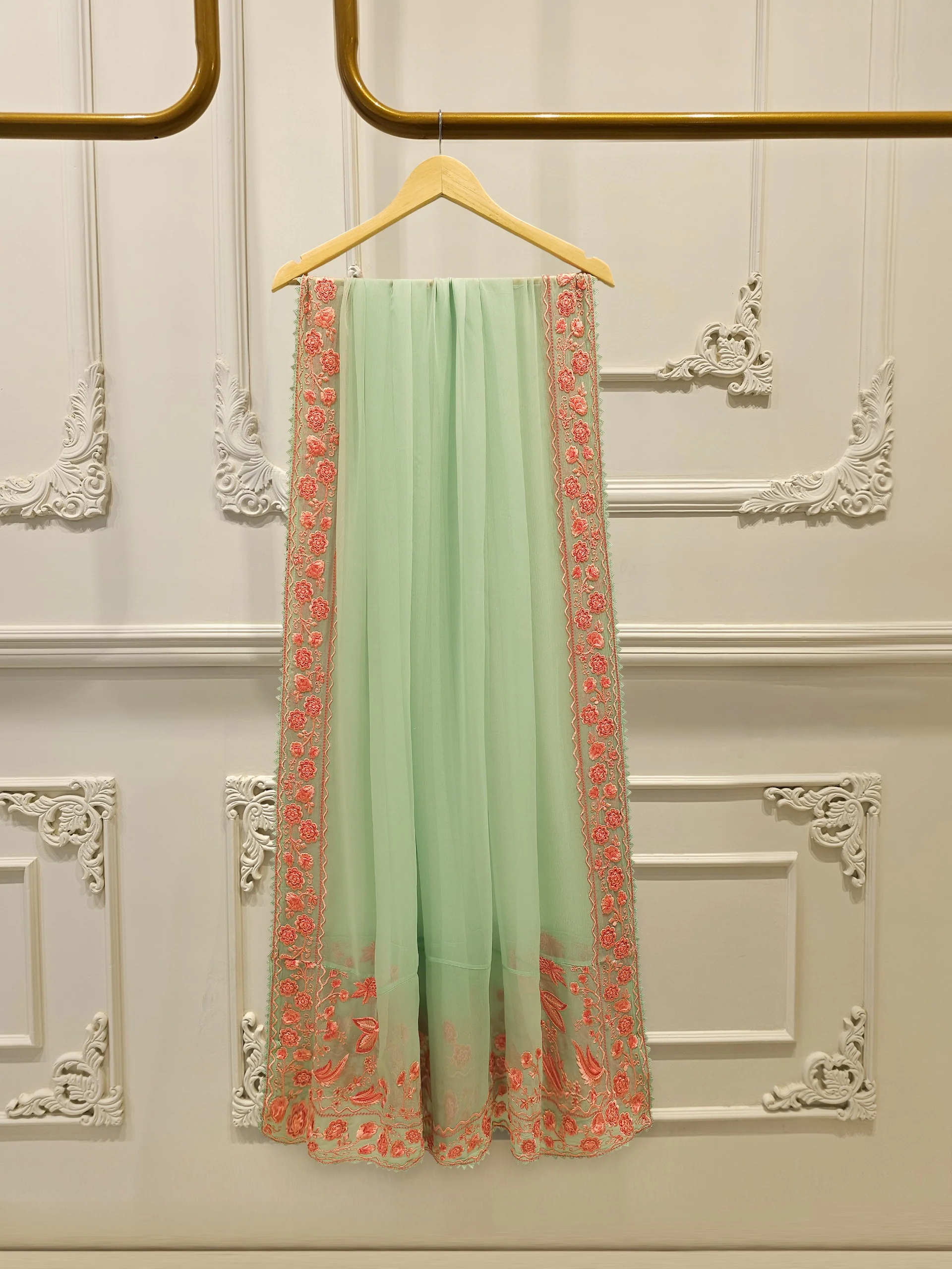 3 Piece - Pure Embroidered Cotton Net Suit S112720 - Image 5
