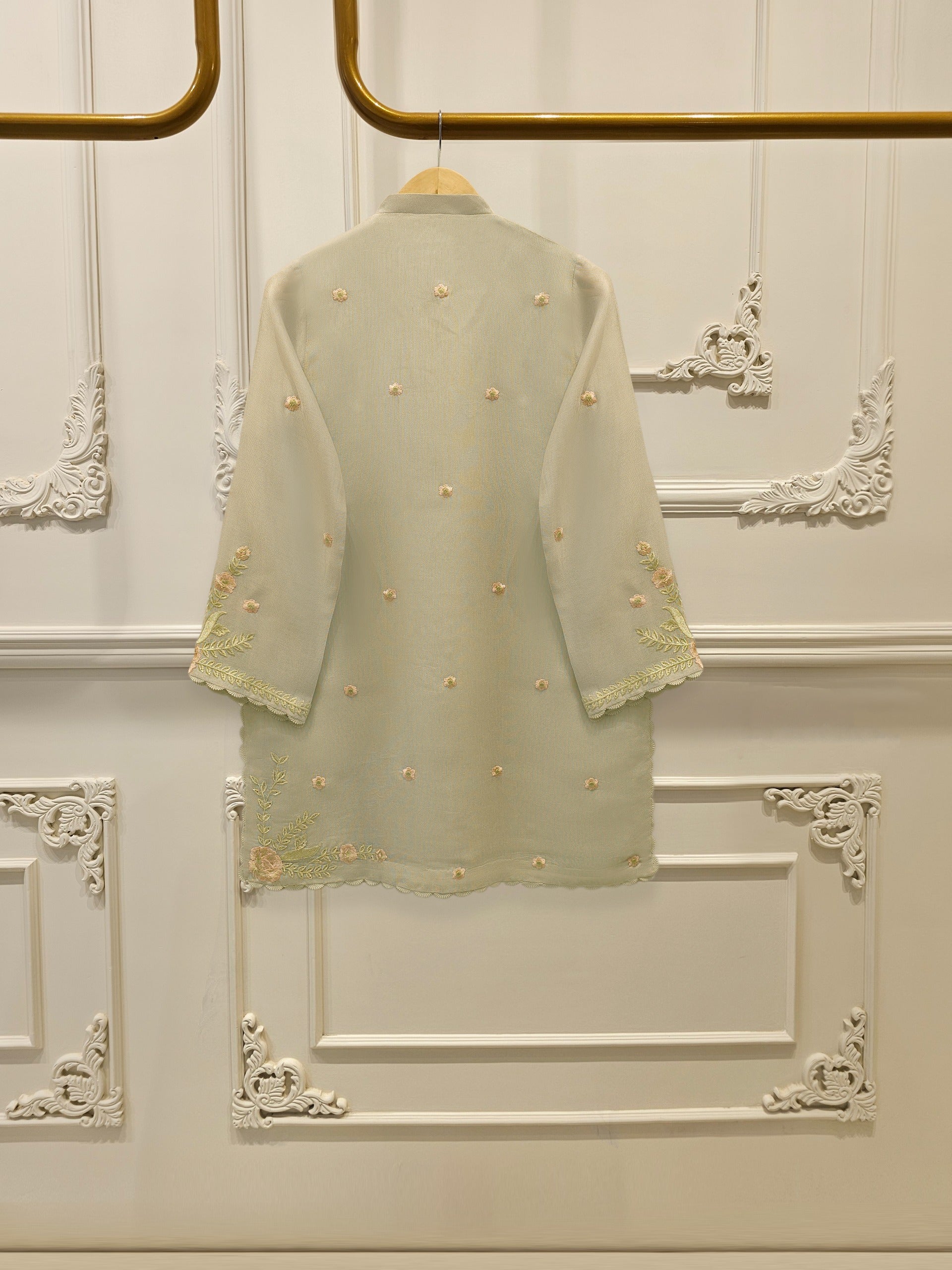 3 Piece - Pure Embroidered Cotton Net Suit S112739 - Image 4