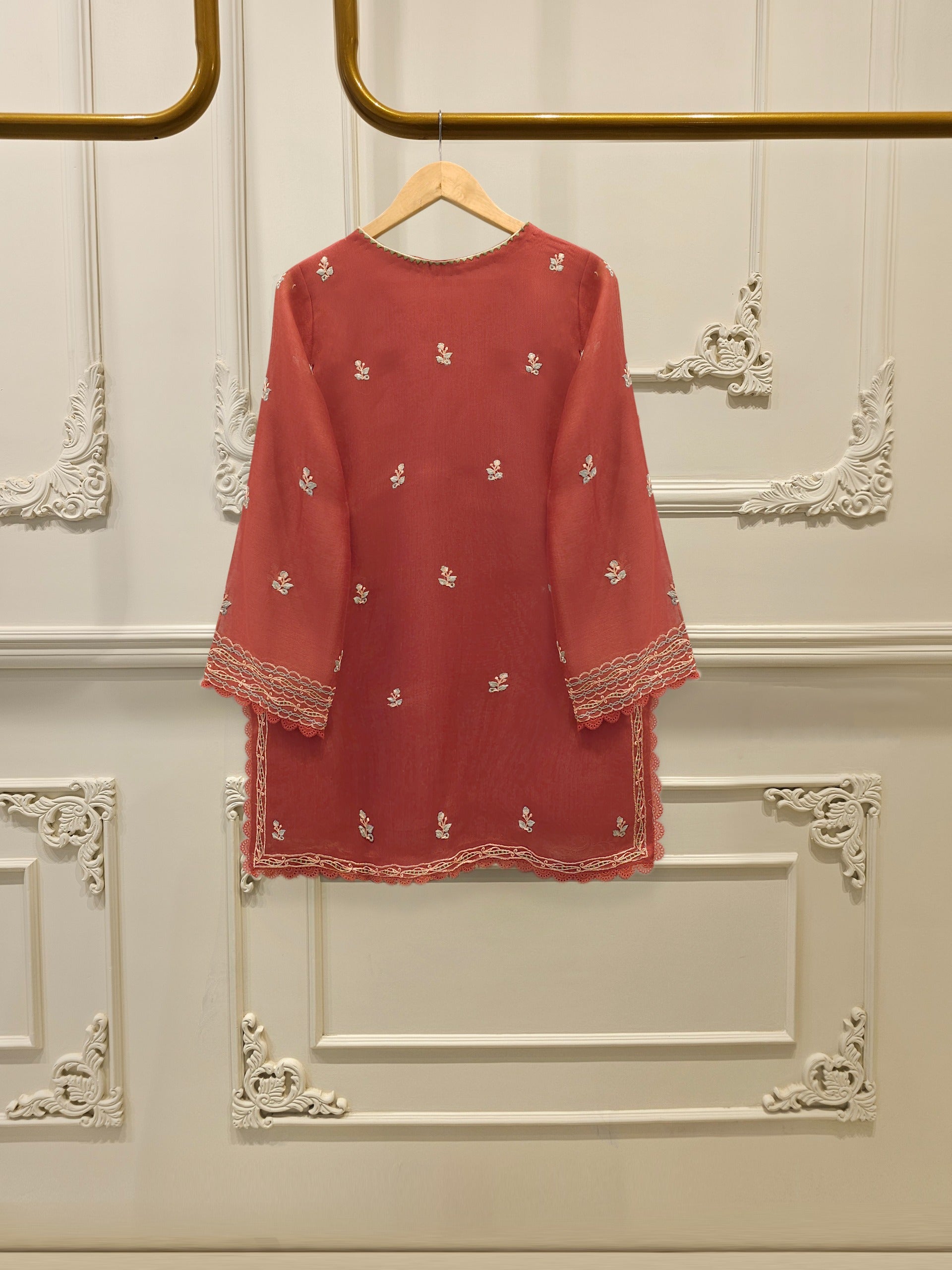 3 Piece - Pure Embroidered Cotton Net Suit S112767 - Image 4