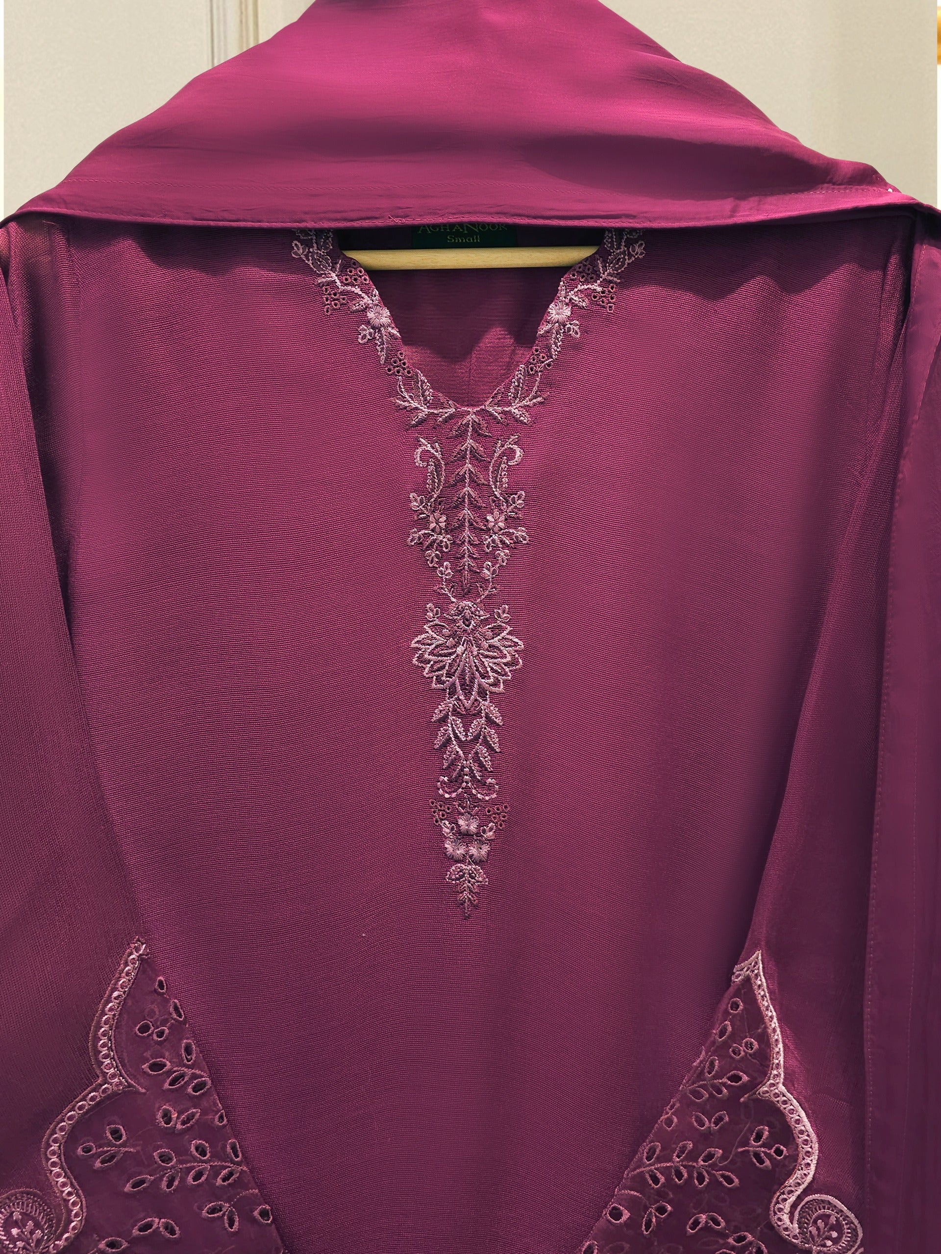 3 Piece - Pure Embroidered Cotton Net Suit S112776 - Image 2
