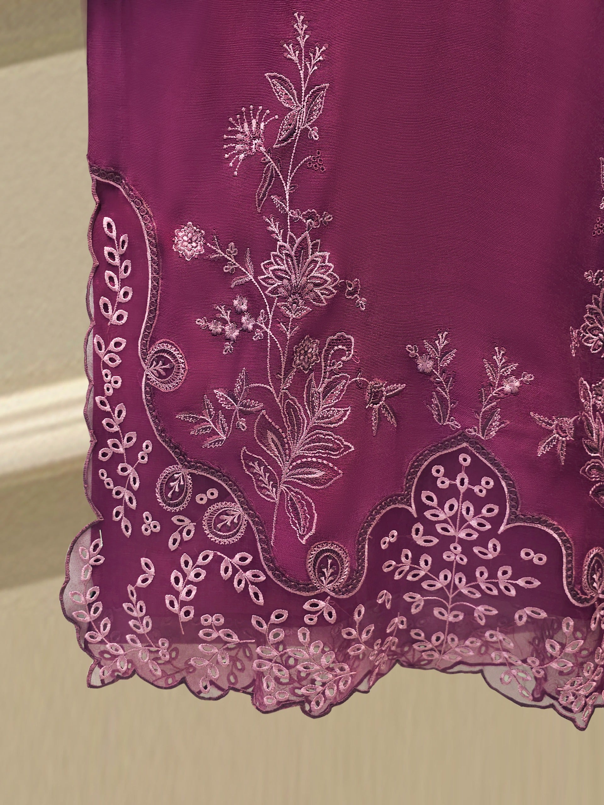 3 Piece - Pure Embroidered Cotton Net Suit S112776 - Image 4