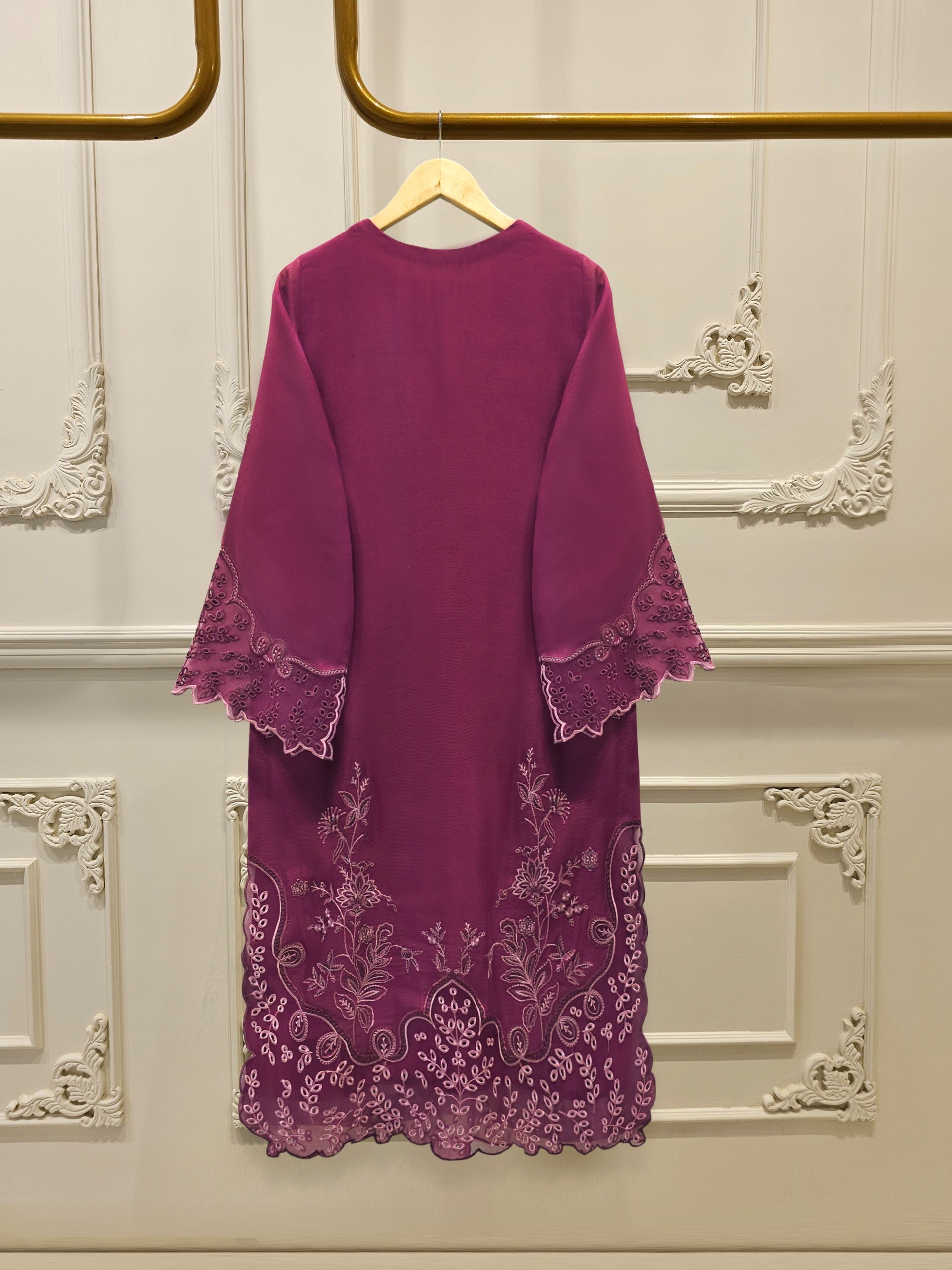3 Piece - Pure Embroidered Cotton Net Suit S112776 - Image 5