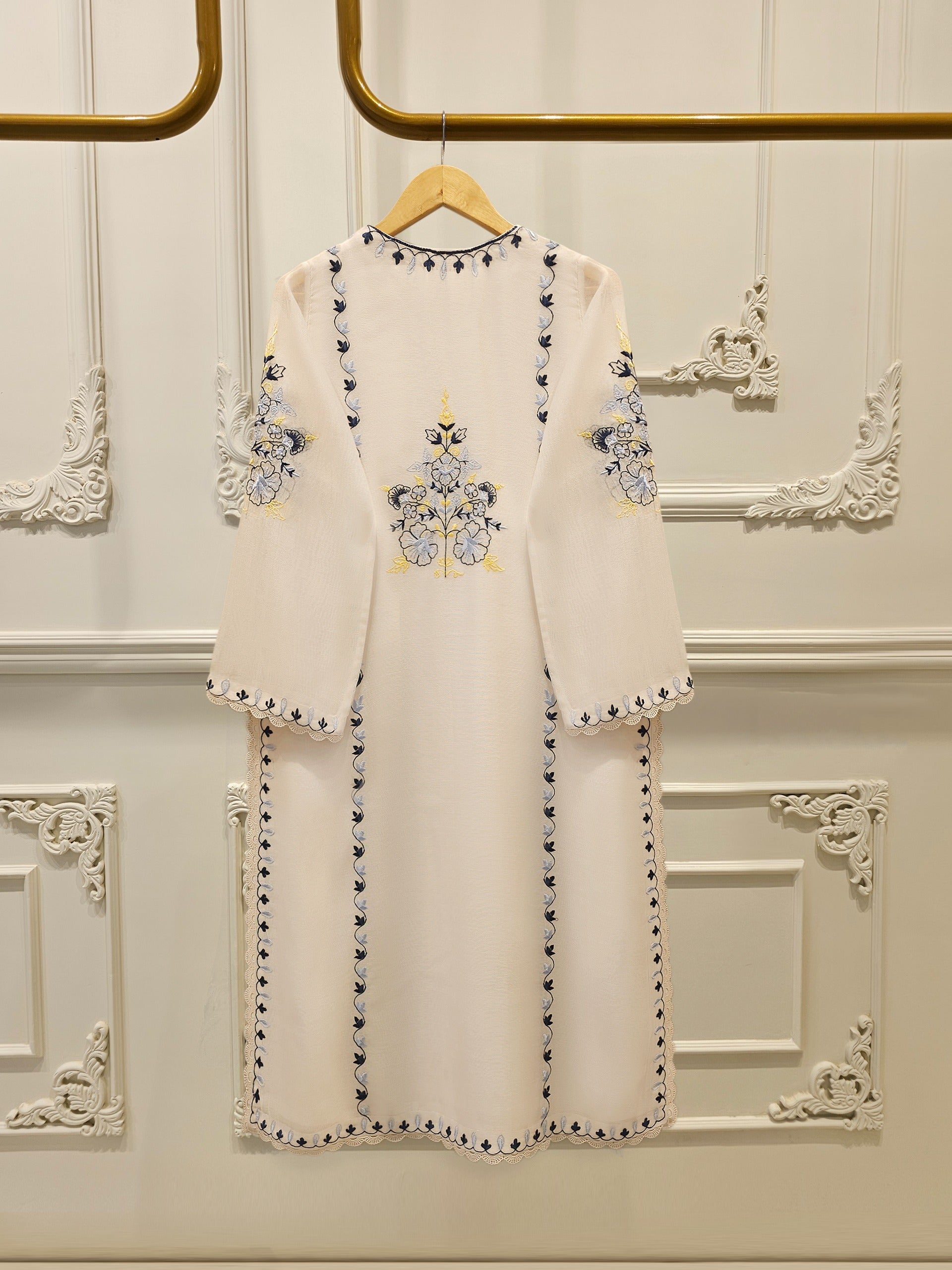 3 Piece - Pure Embroidered Cotton Net Suit S112778 - Image 5