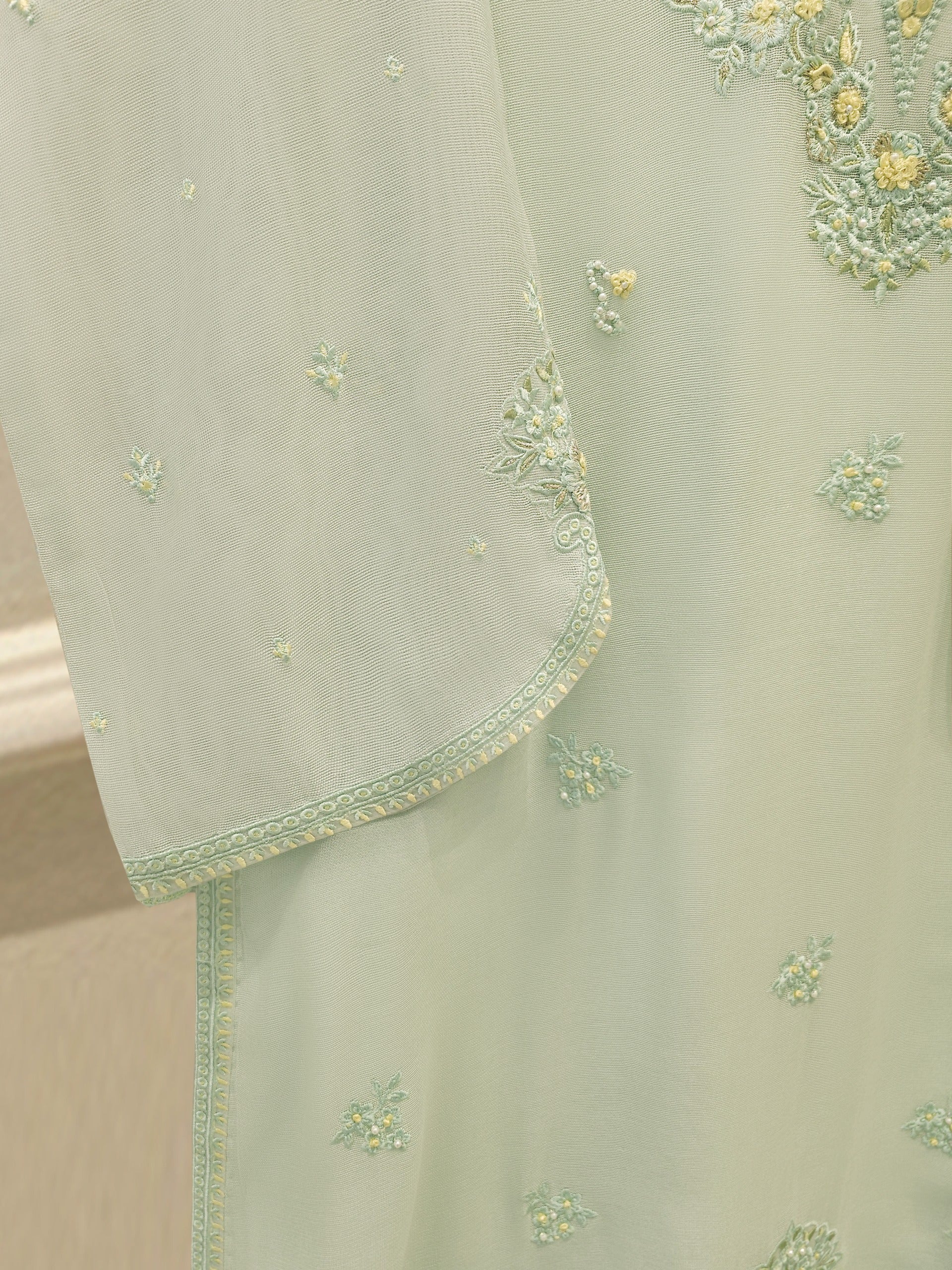 3 Piece - Pure Embroidered Cotton Net Suit S112781 - Image 3