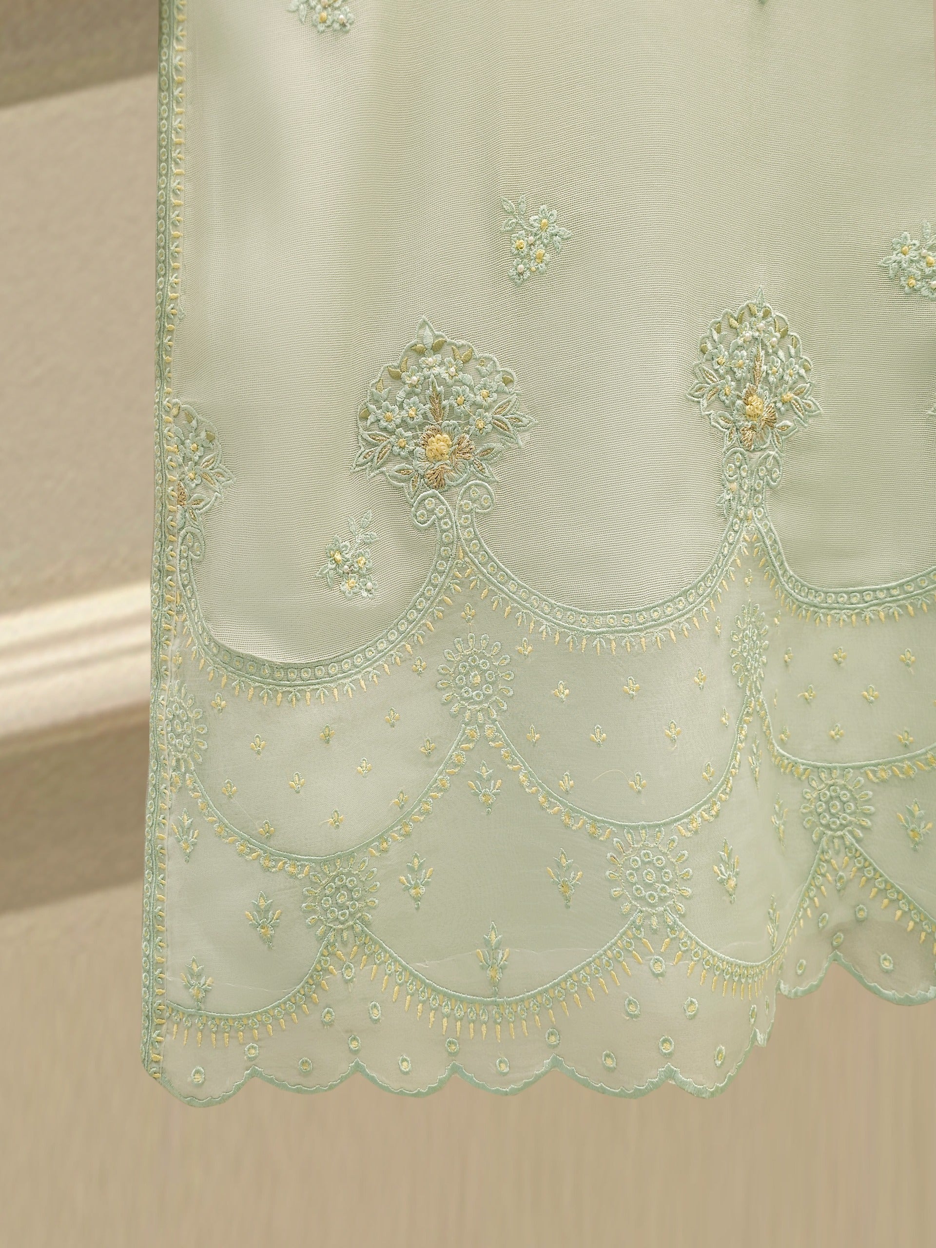 3 Piece - Pure Embroidered Cotton Net Suit S112781 - Image 4