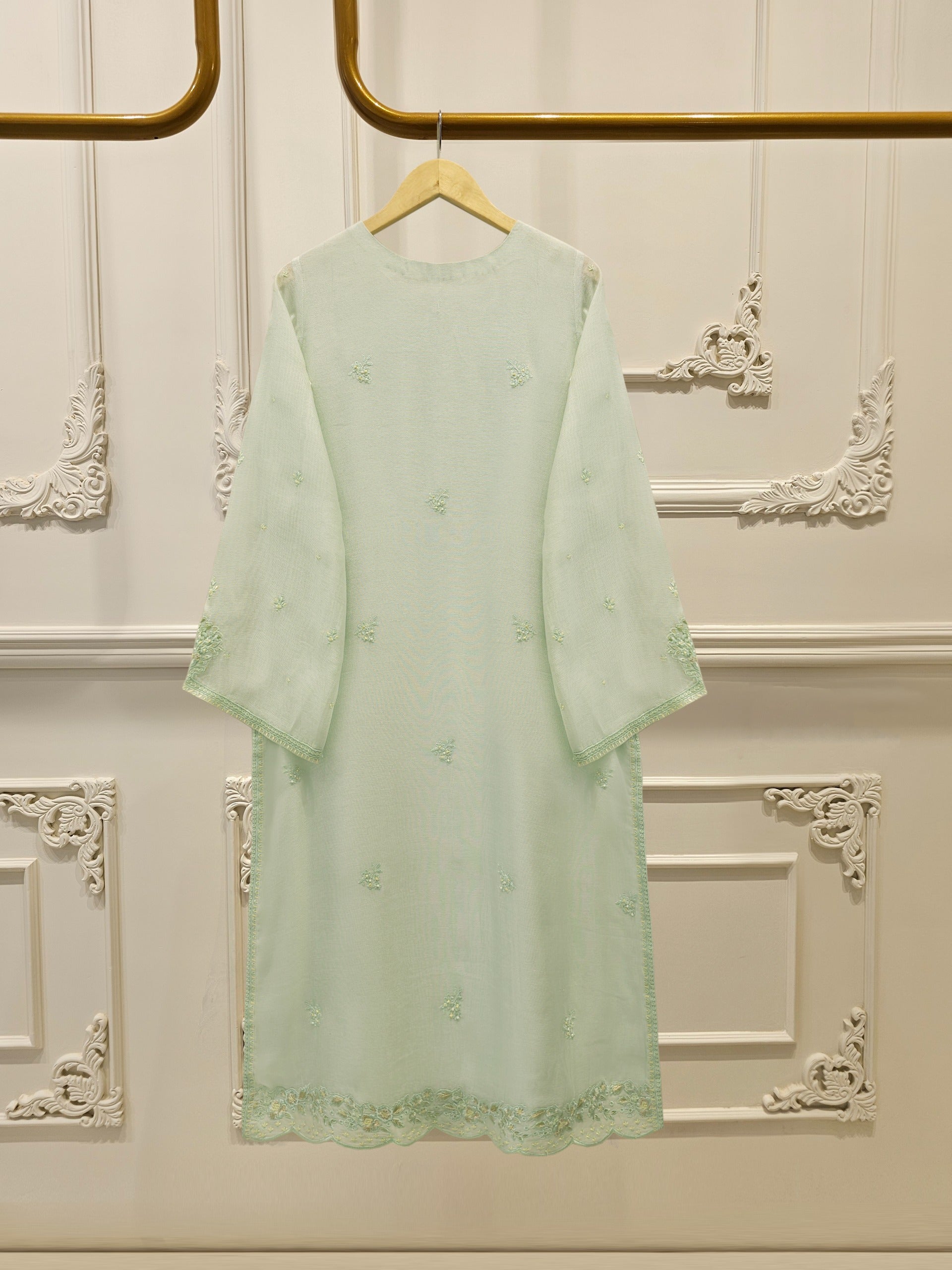 3 Piece - Pure Embroidered Cotton Net Suit S112781 - Image 5