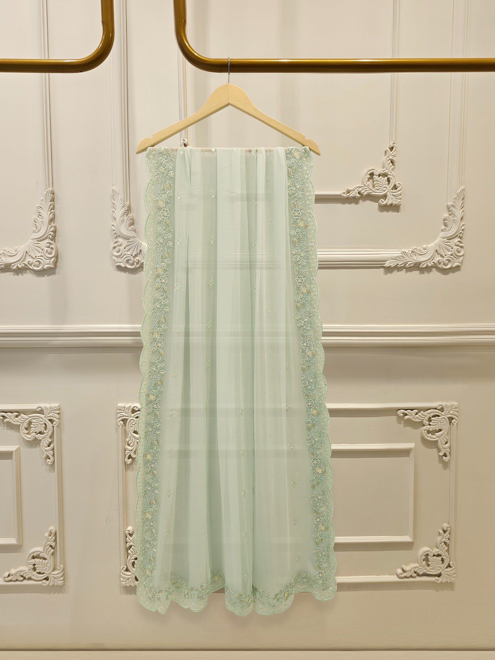 3 Piece - Pure Embroidered Cotton Net Suit S112781 - Image 7