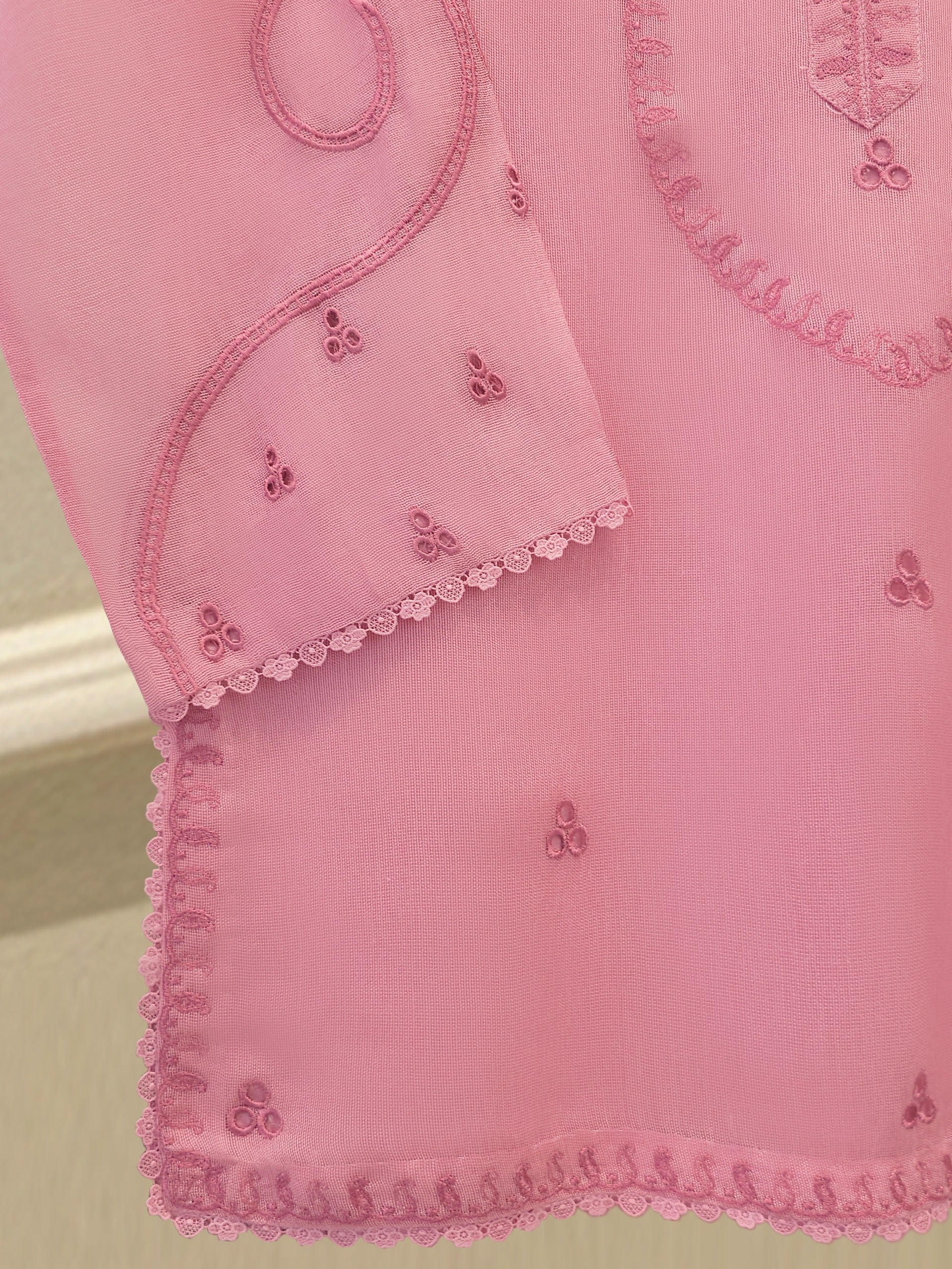 3 Piece - Pure Embroidered Cotton Net Suit S112793 - Image 3