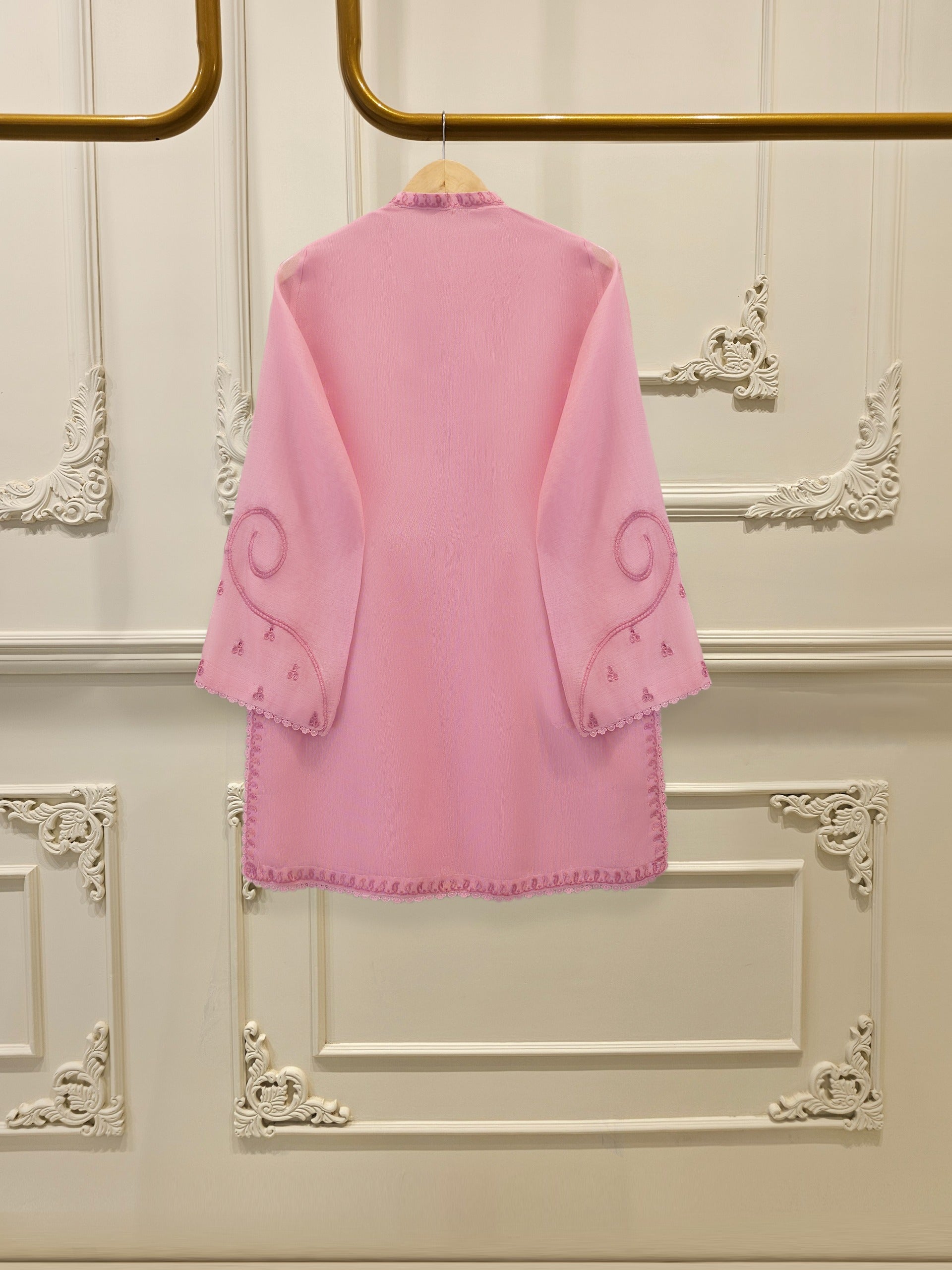 3 Piece - Pure Embroidered Cotton Net Suit S112793 - Image 4