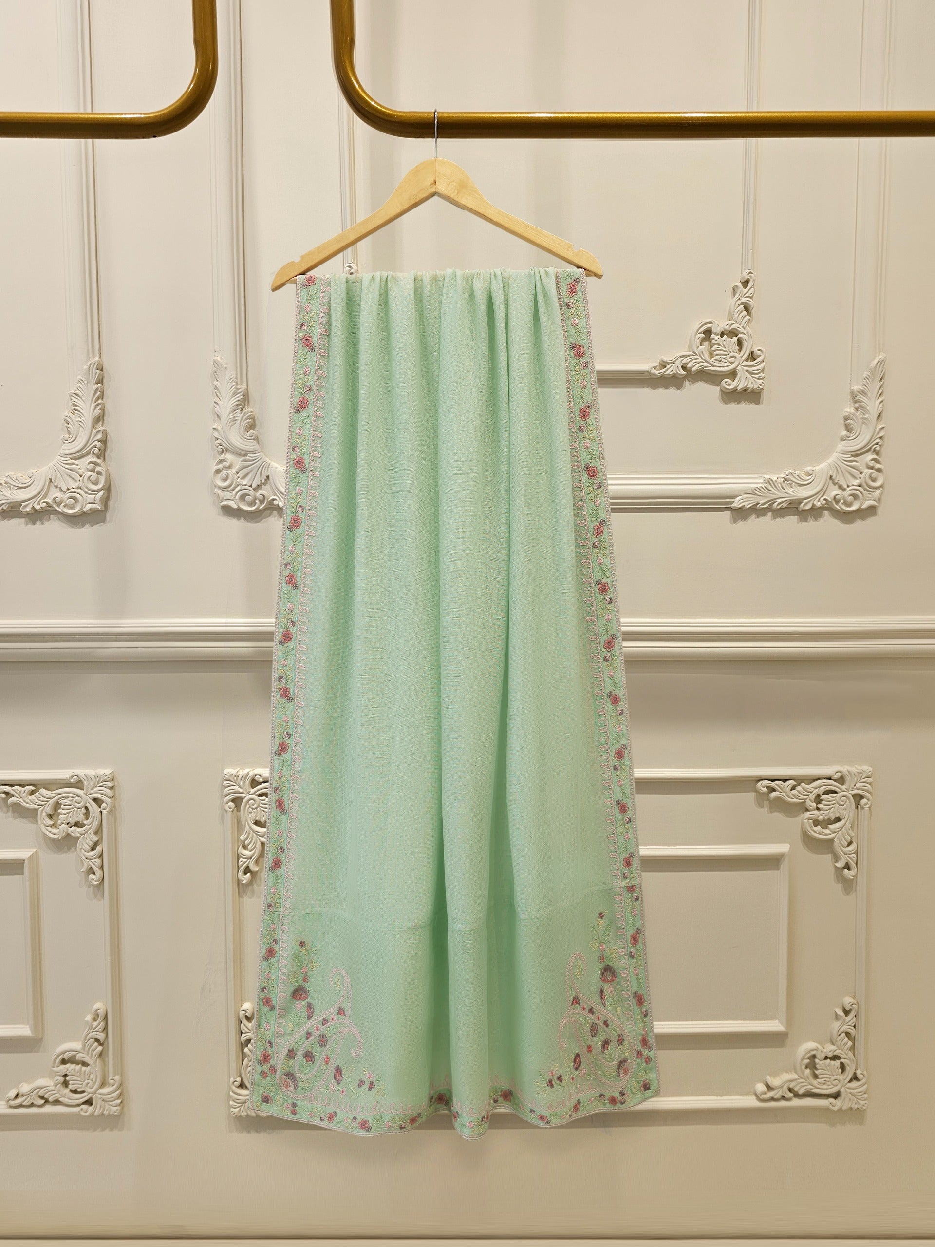 3 Piece - Pure Embroidered Cotton Net Suit S112793 - Image 5