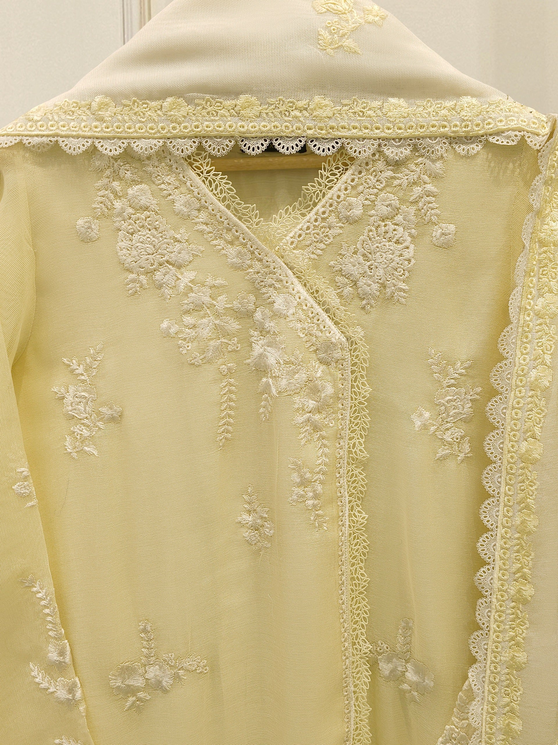3 Piece - Pure Embroidered Cotton Net Suit S112801 - Image 2