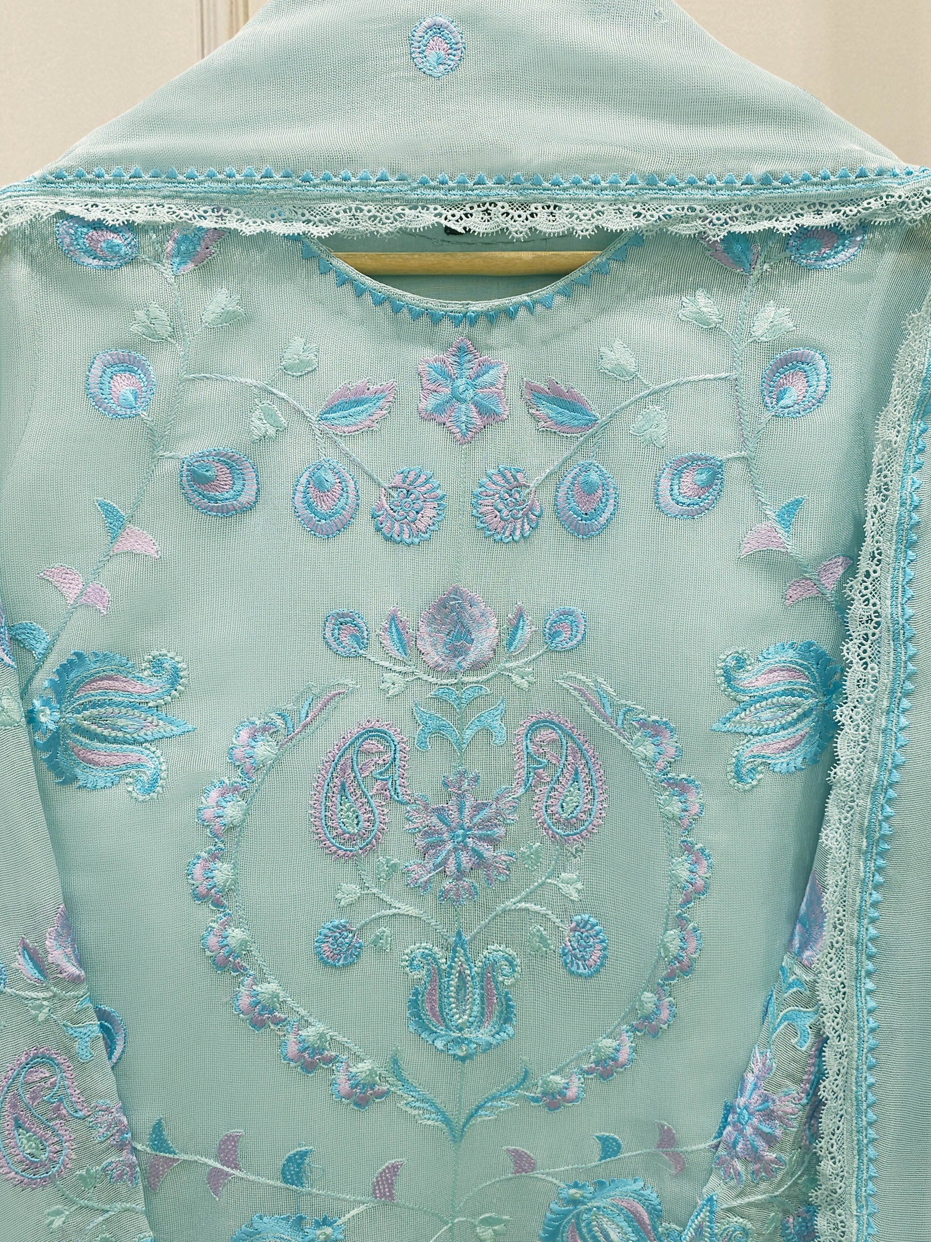3 Piece - Pure Embroidered Cotton Net Suit S112802 - Image 2
