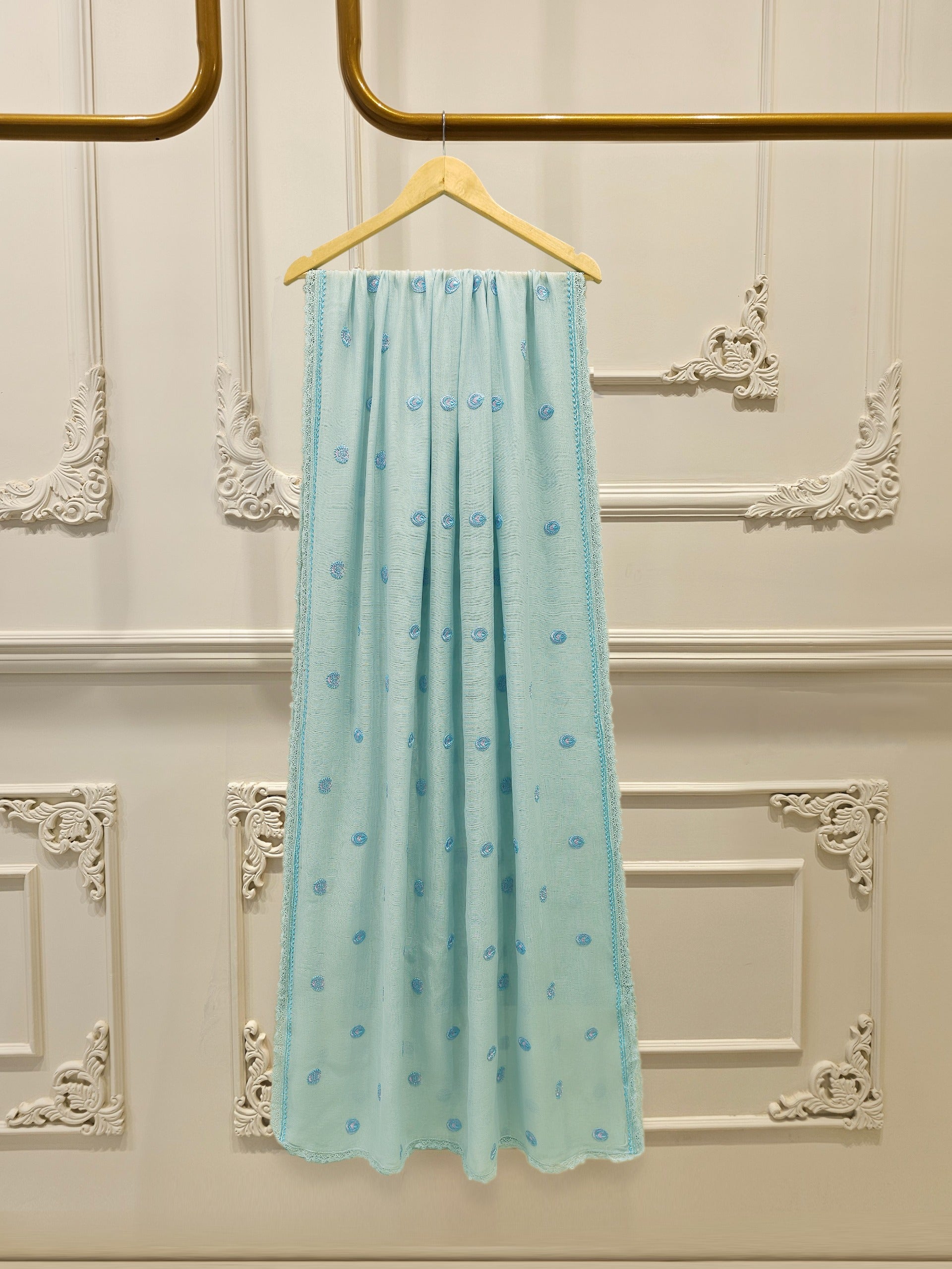 3 Piece - Pure Embroidered Cotton Net Suit S112802 - Image 6