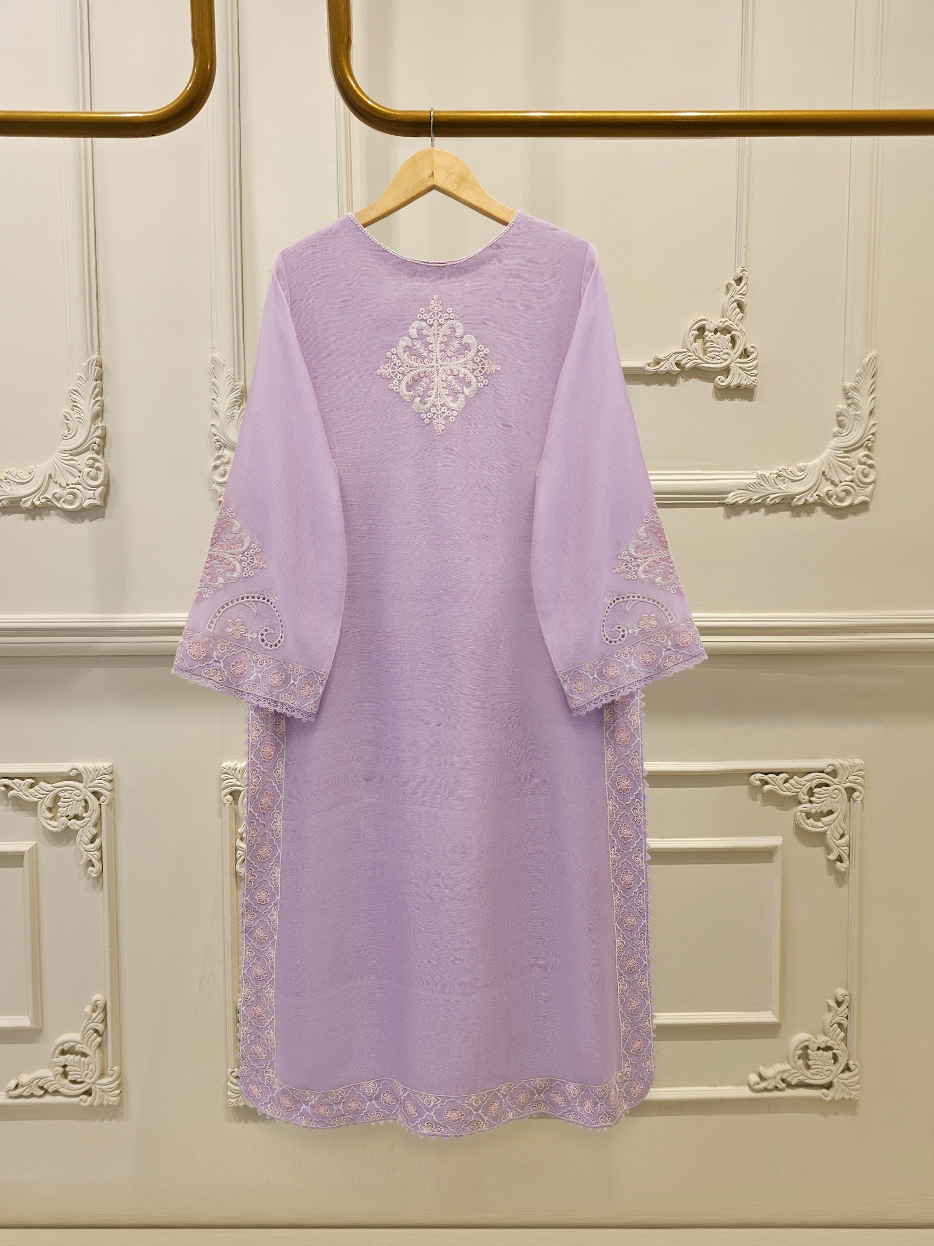 3 Piece - Pure Embroidered Cotton Net Suit S112803 - Image 5