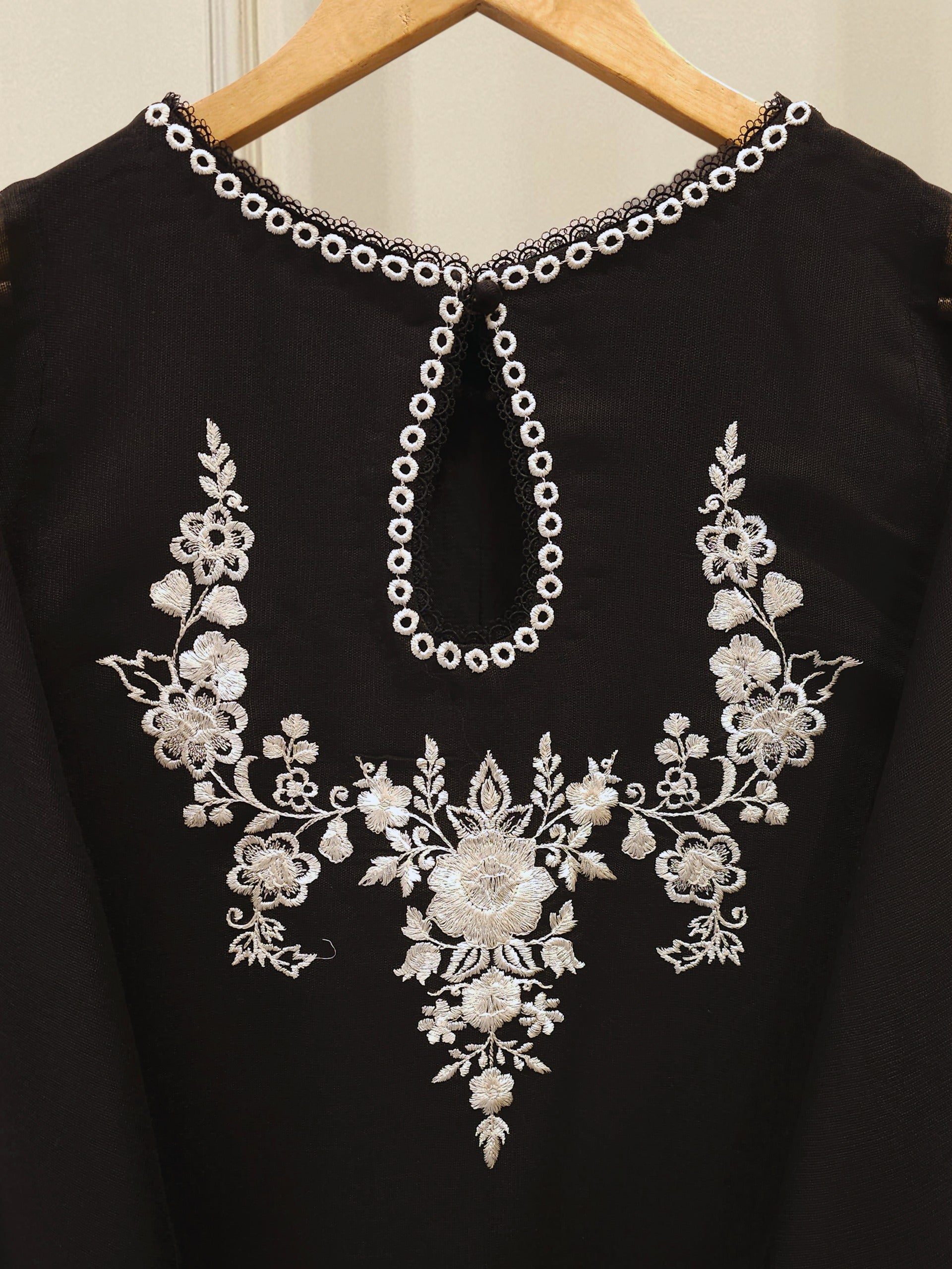 3 Piece - Pure Embroidered Cotton Net Suit S112804 - Image 5