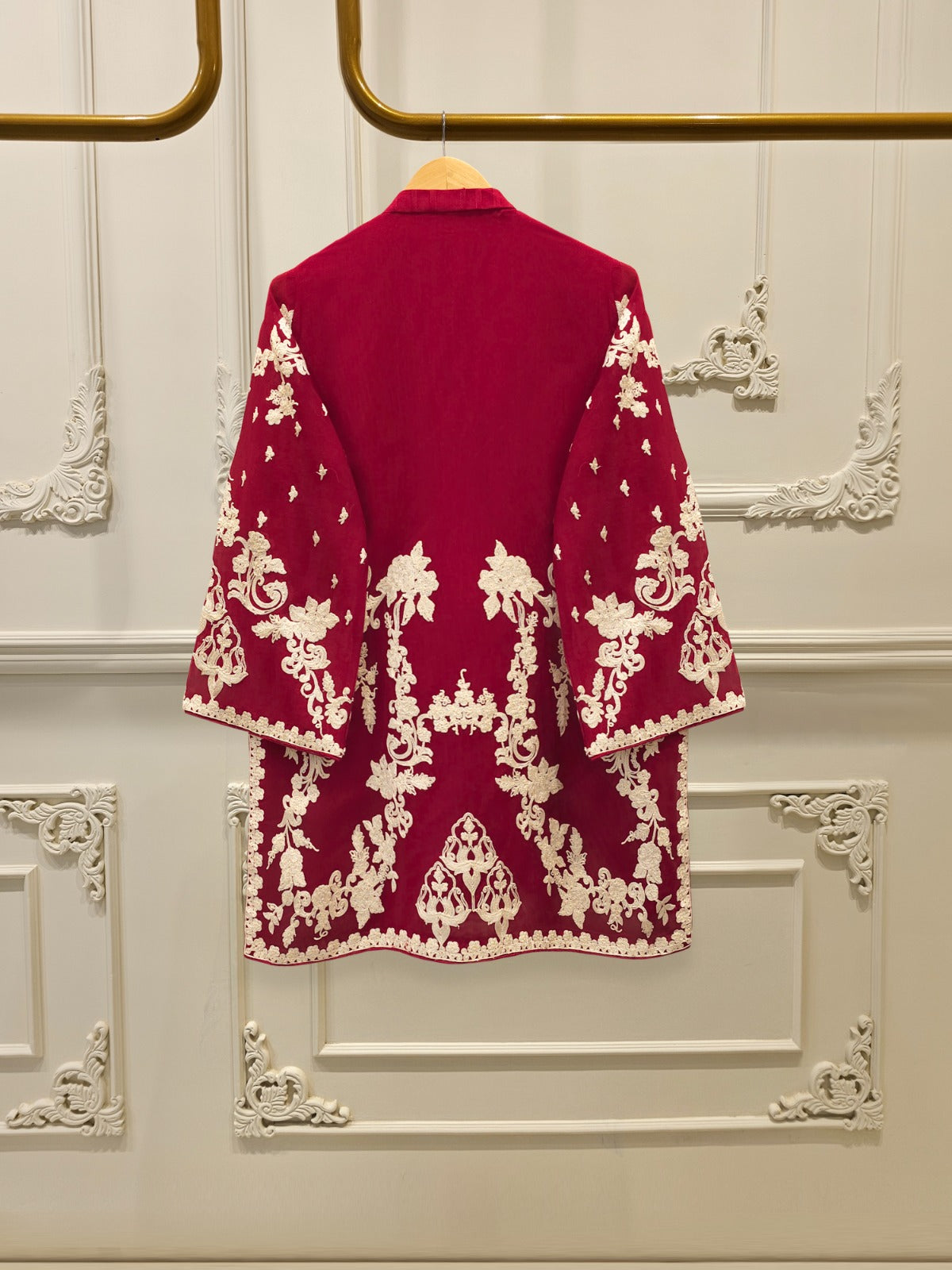 3 Piece - Pure Embroidered Cotton Net Suit S112818 - Image 4
