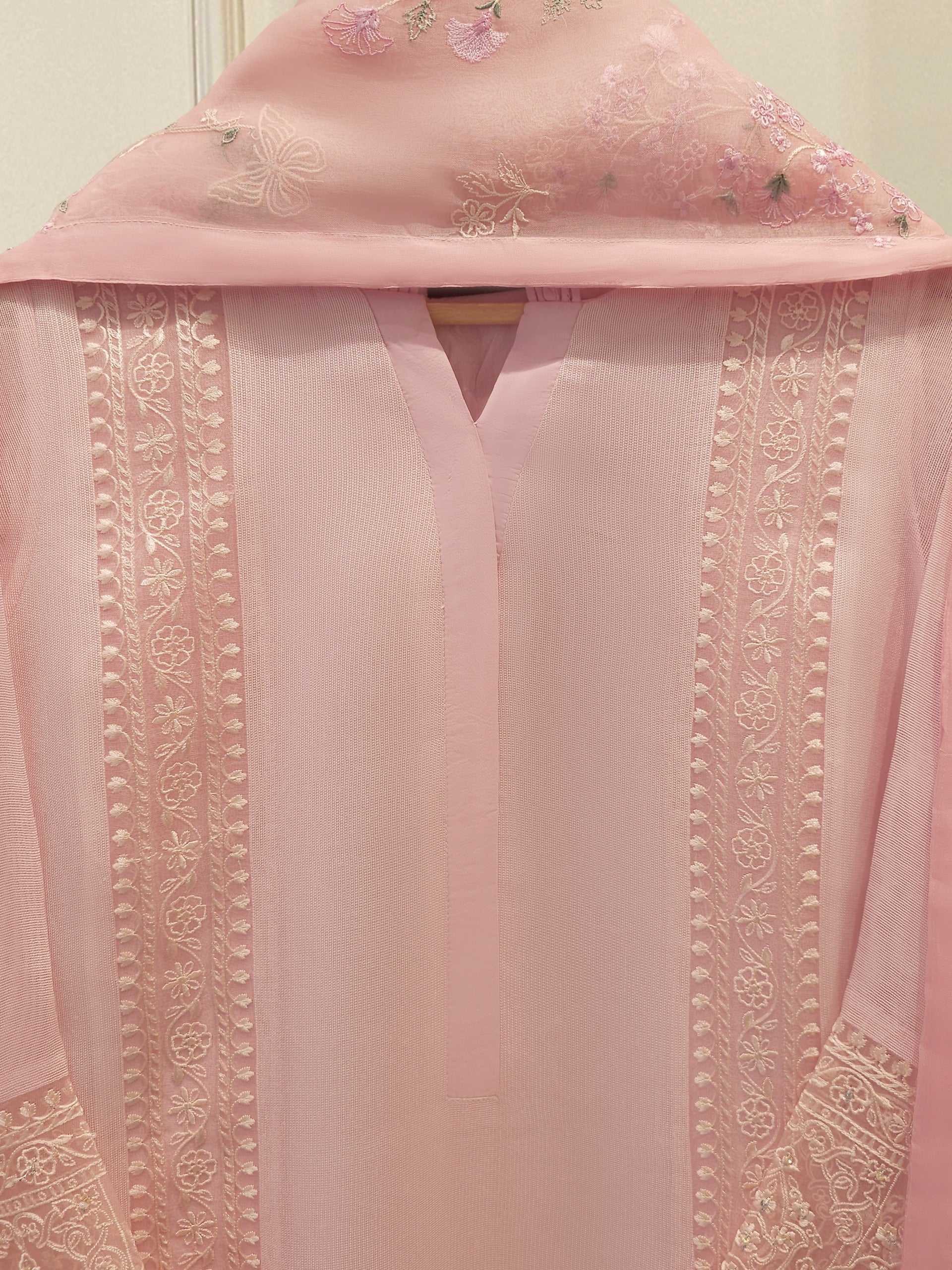 3 Piece - Pure Embroidered Cotton Net Suit S112841 - Image 2
