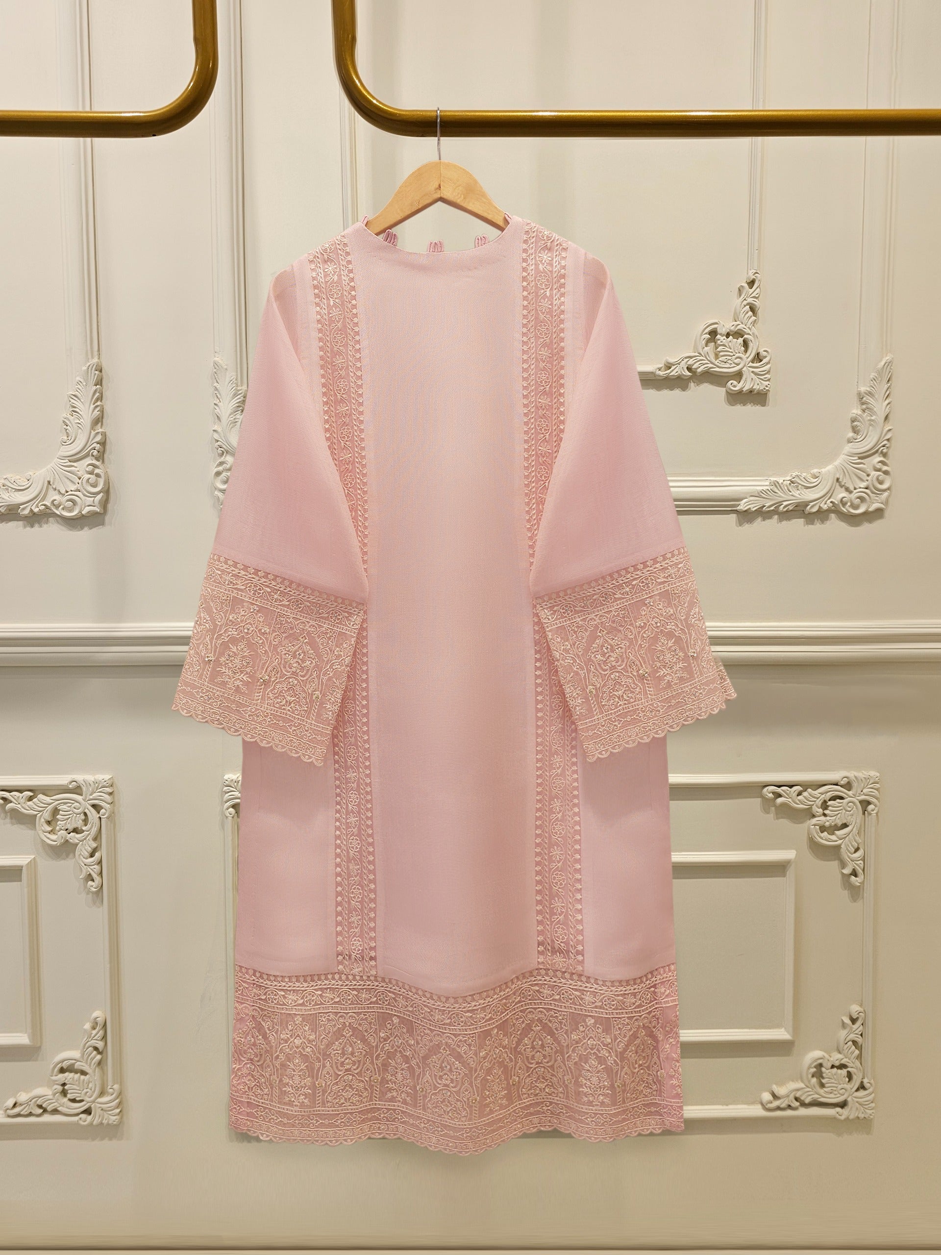 3 Piece - Pure Embroidered Cotton Net Suit S112841 - Image 4