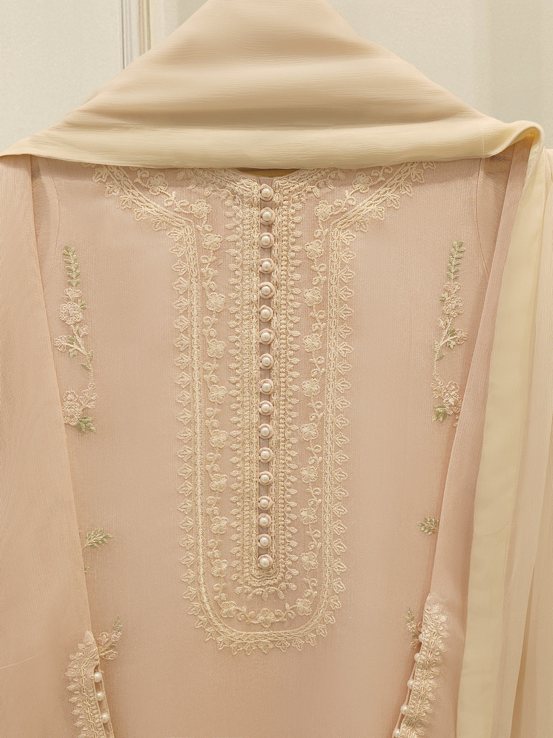 3 Piece - Pure Embroidered Cotton Net Suit S112893 - Image 2