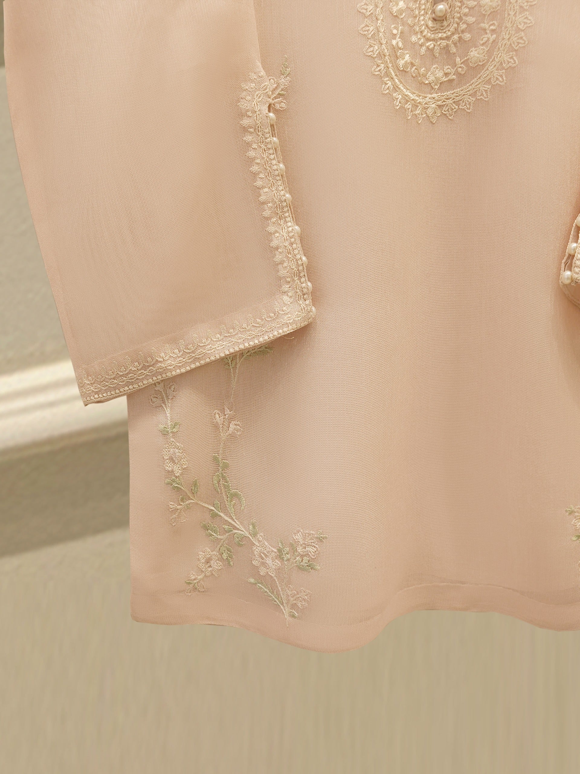 3 Piece - Pure Embroidered Cotton Net Suit S112893 - Image 3